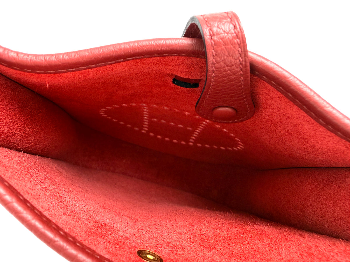 HERMES Mini Evelyne TPM 16 Rouge H Leather Crossbody Bag New