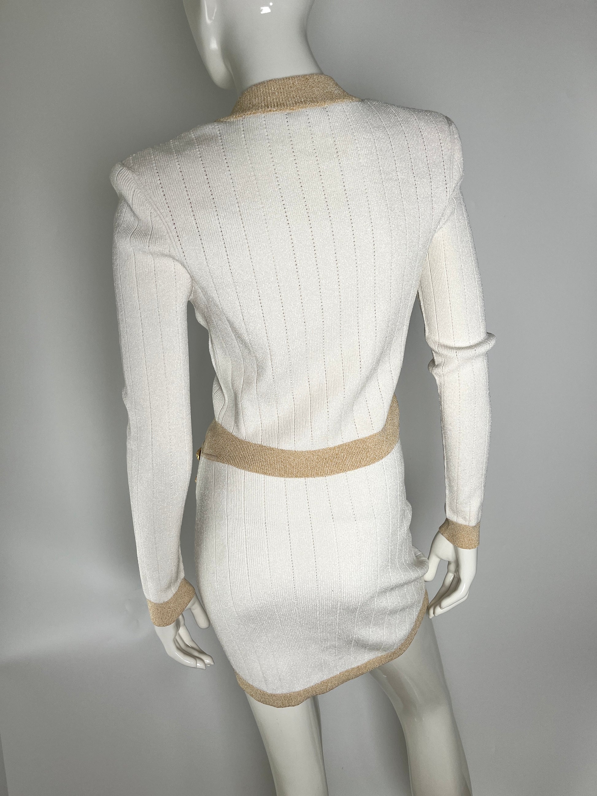 Balmain Off White Gold Ribbed Knit Cropped Cardigan 38 6 Fashion Reloved Balmain Off White Gold Ribbed Knit Cropped Cardigan 38 6 Fashion Reloved