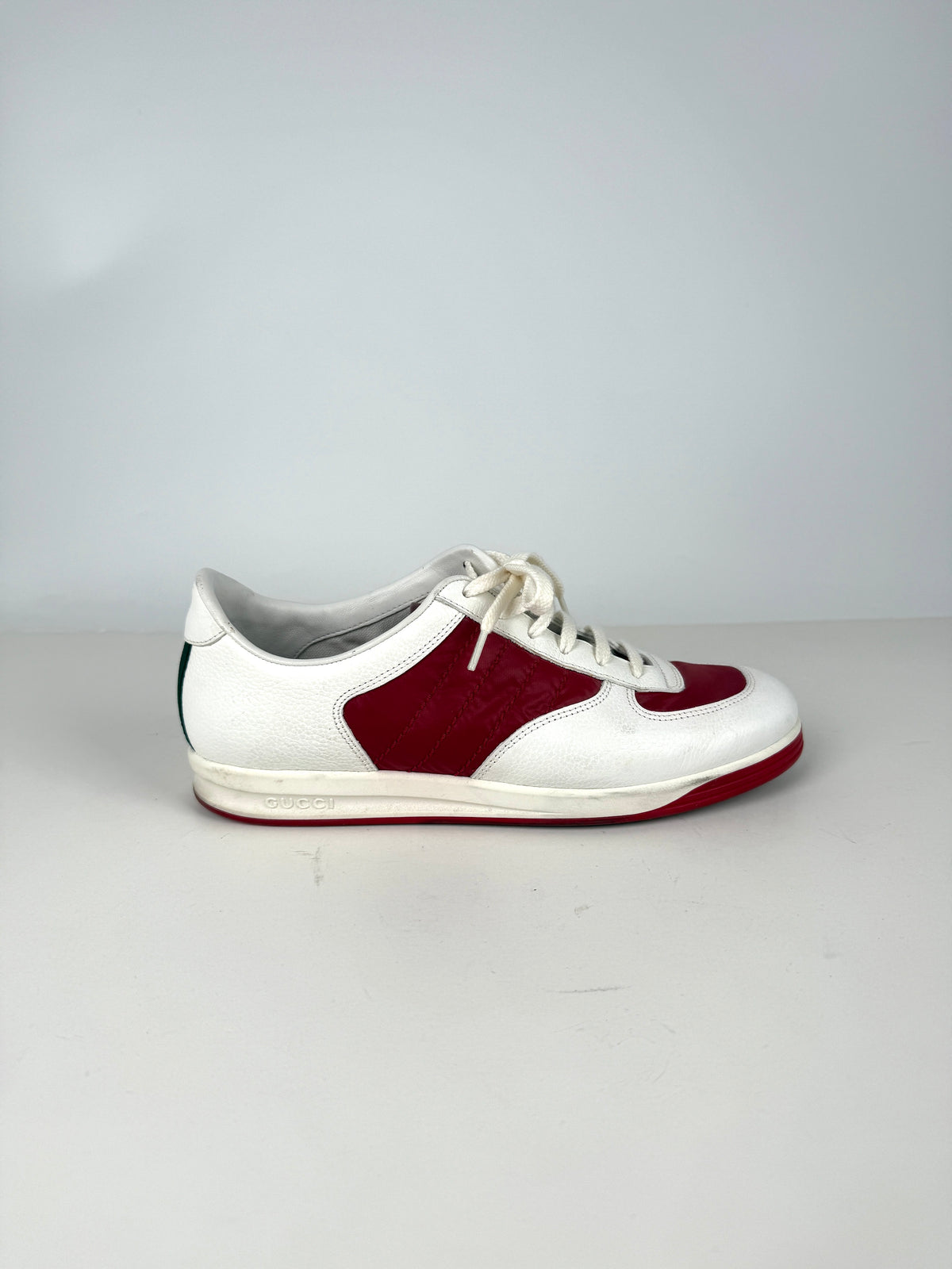 GUCCI Web White Red Sneakers 37.5G 7.5 