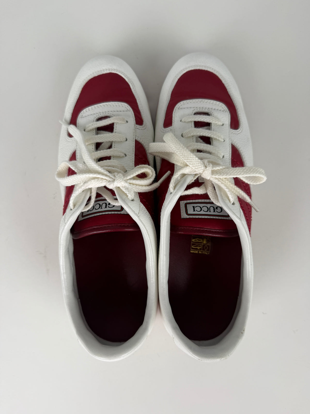 GUCCI Web White Red Sneakers 37.5G 7.5
