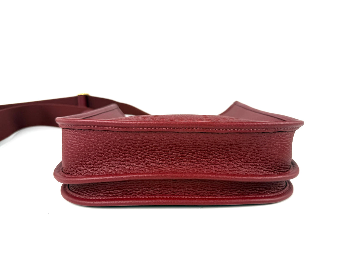 HERMES Evelyne 23 Rouge H Leather Crossbody Bag New