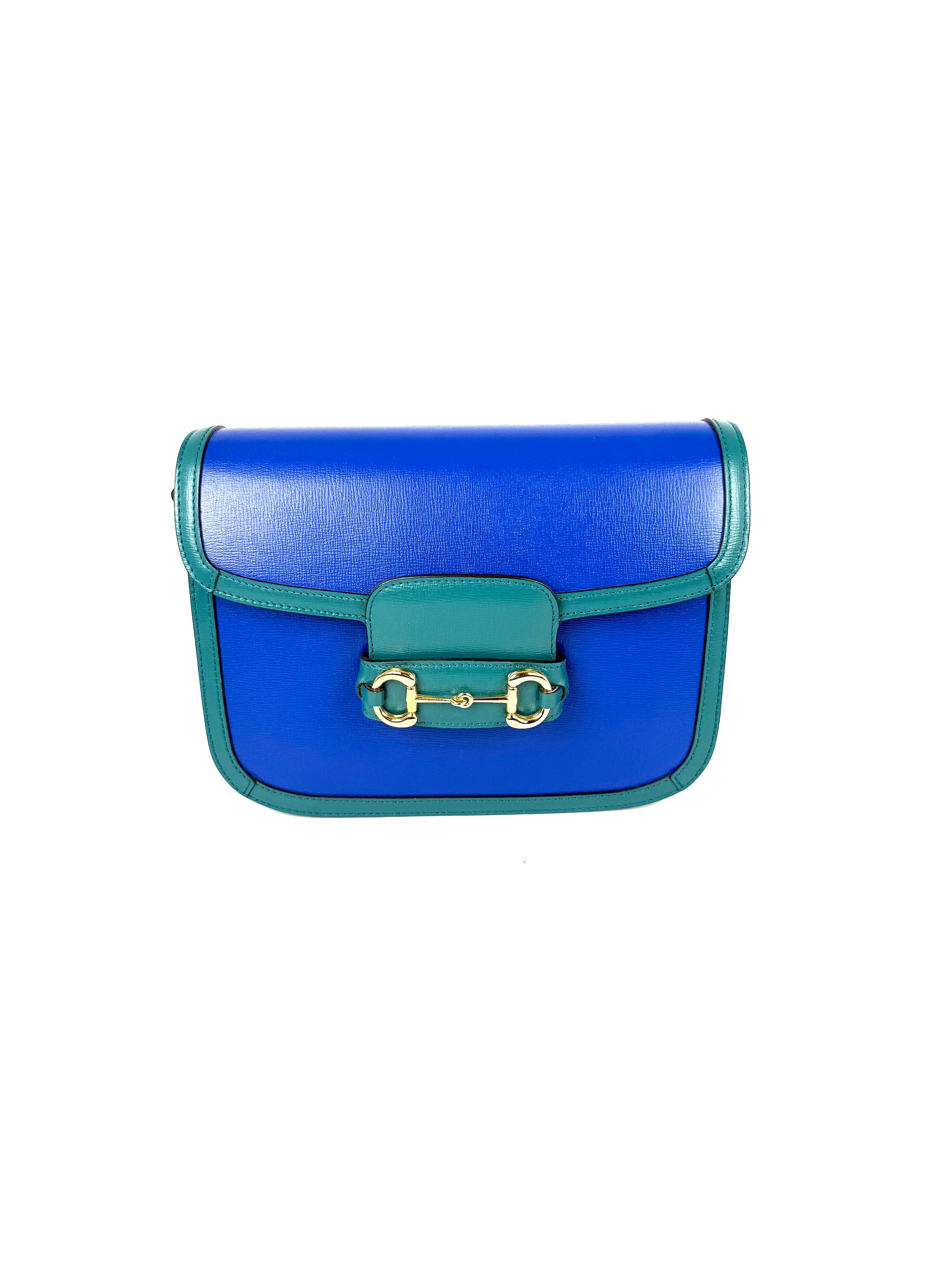 Gucci 1955 Azalea Calfskin Horsebit Medium Blue Green Leather Shoulder Crossbody Bag