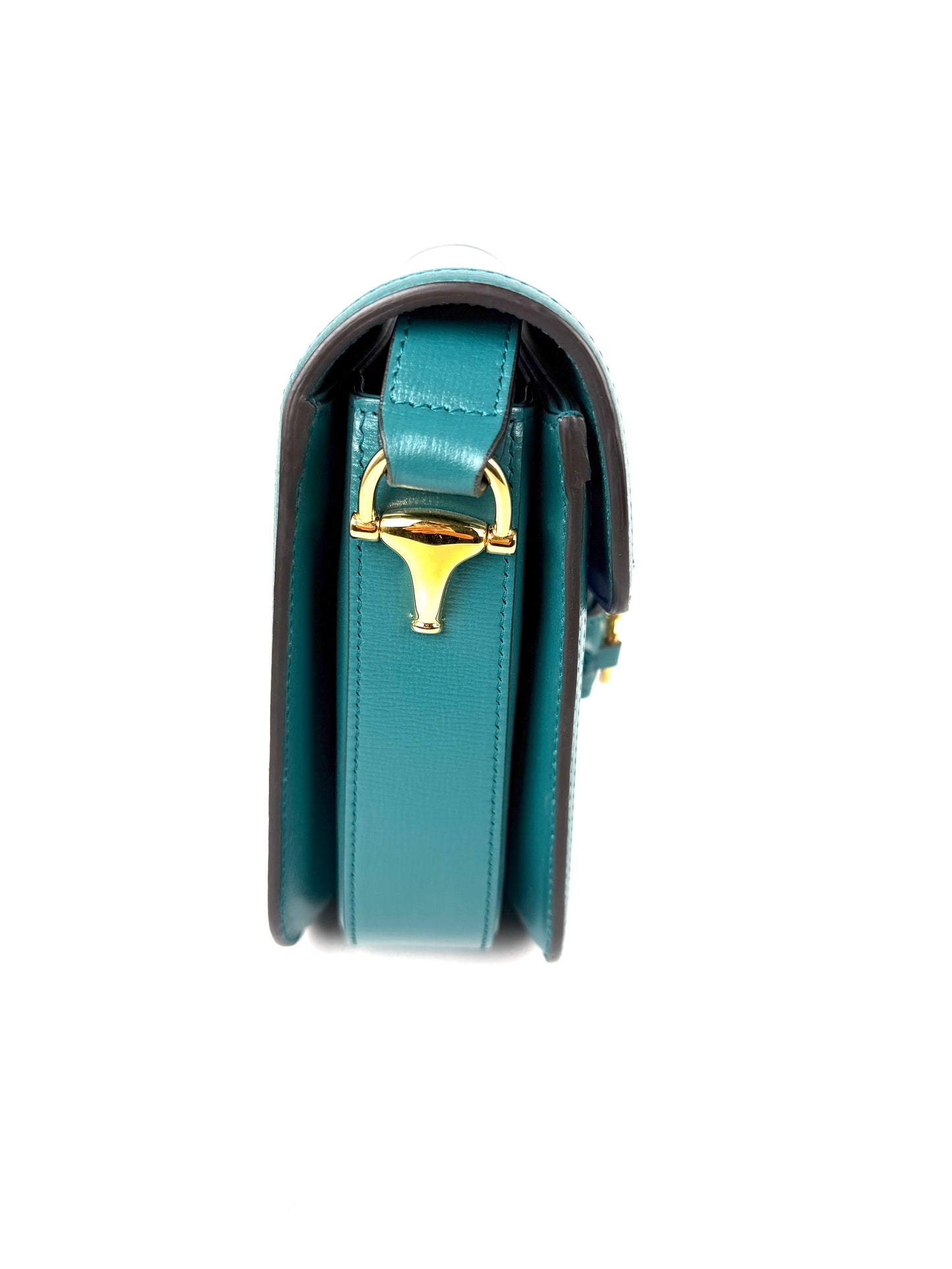 Gucci 1955 Azalea Calfskin Horsebit Medium Blue Green Leather Shoulder Crossbody Bag