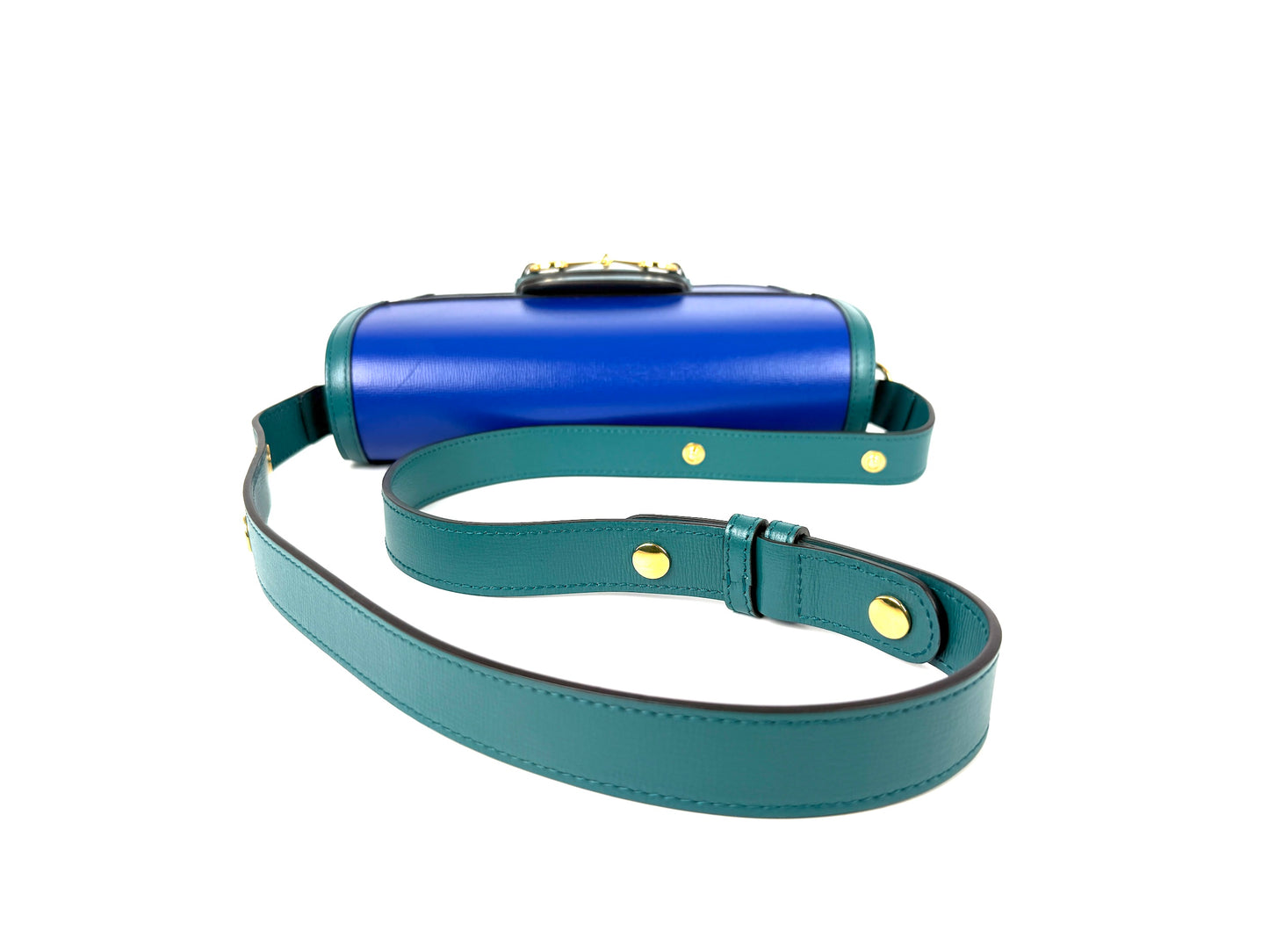 Gucci 1955 Azalea Calfskin Horsebit Medium Blue Green Leather Shoulder Crossbody Bag