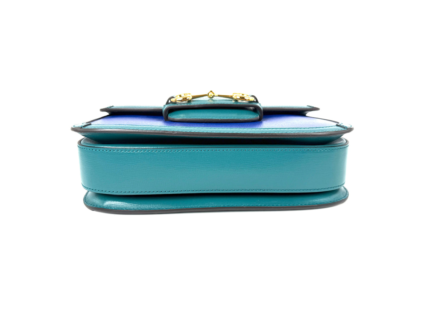 Gucci 1955 Azalea Calfskin Horsebit Medium Blue Green Leather Shoulder Crossbody Bag