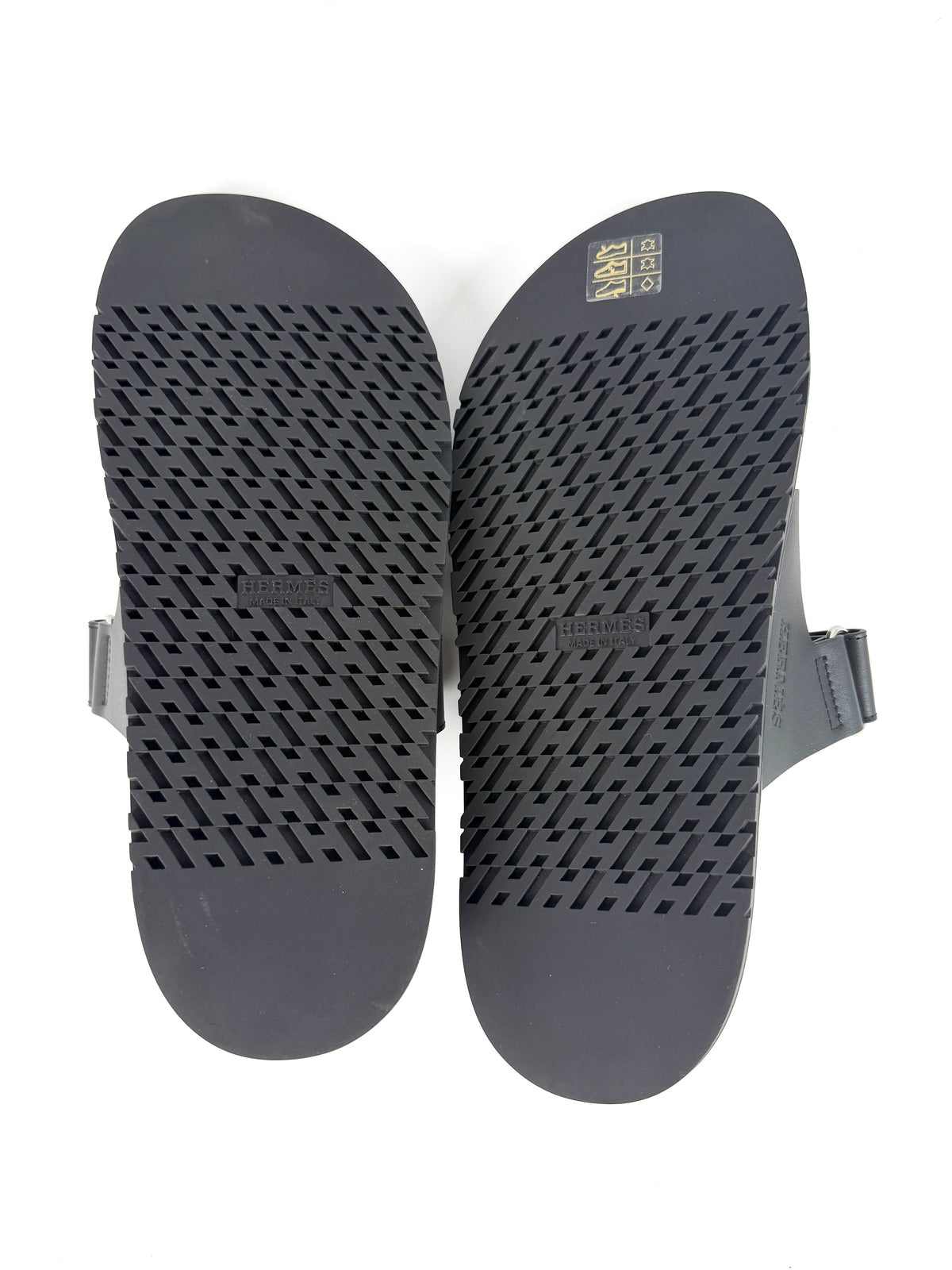 HERMES Chypre Black Leather Slide Sandals 40 9.5 New