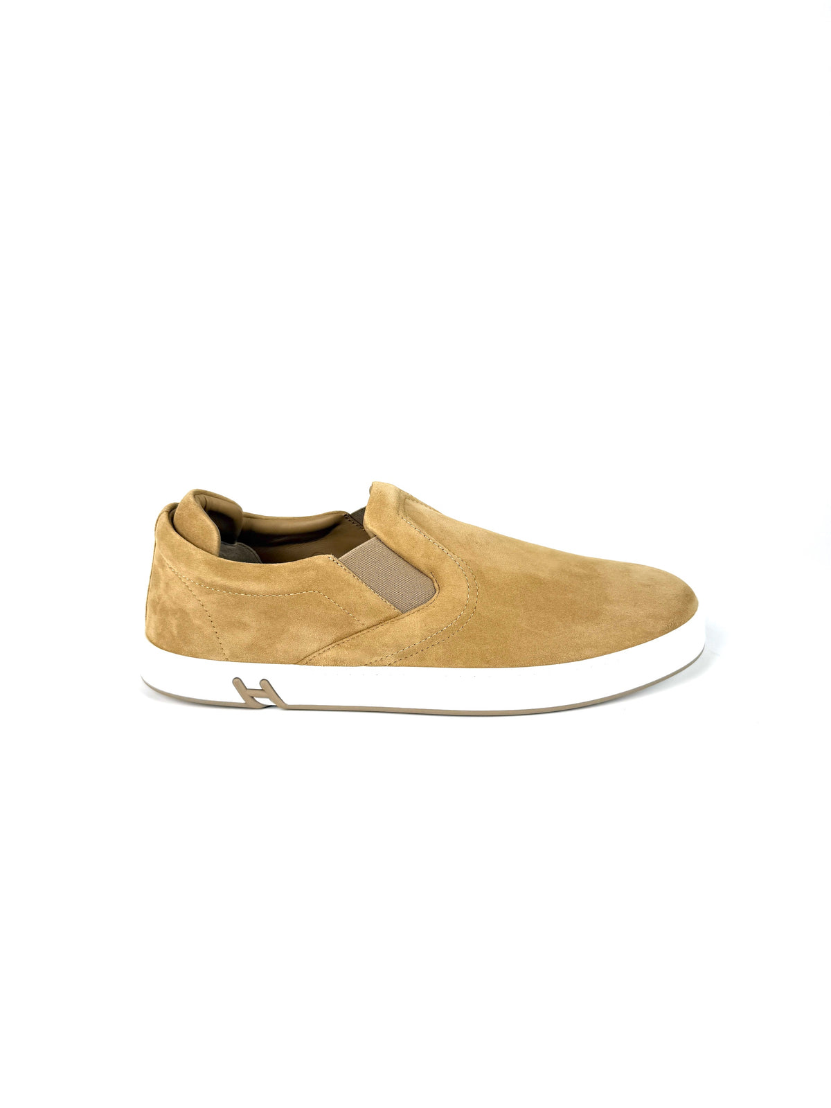 HERMES Lucky Men’s Beige Suede Slip on Sneakers 44 10 New