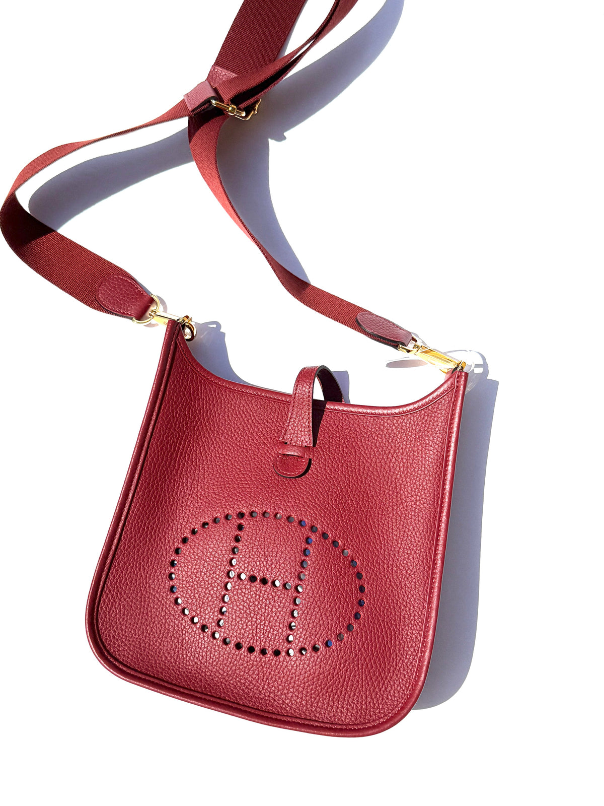 HERMES Evelyne 23 Rouge H Leather Crossbody Bag New