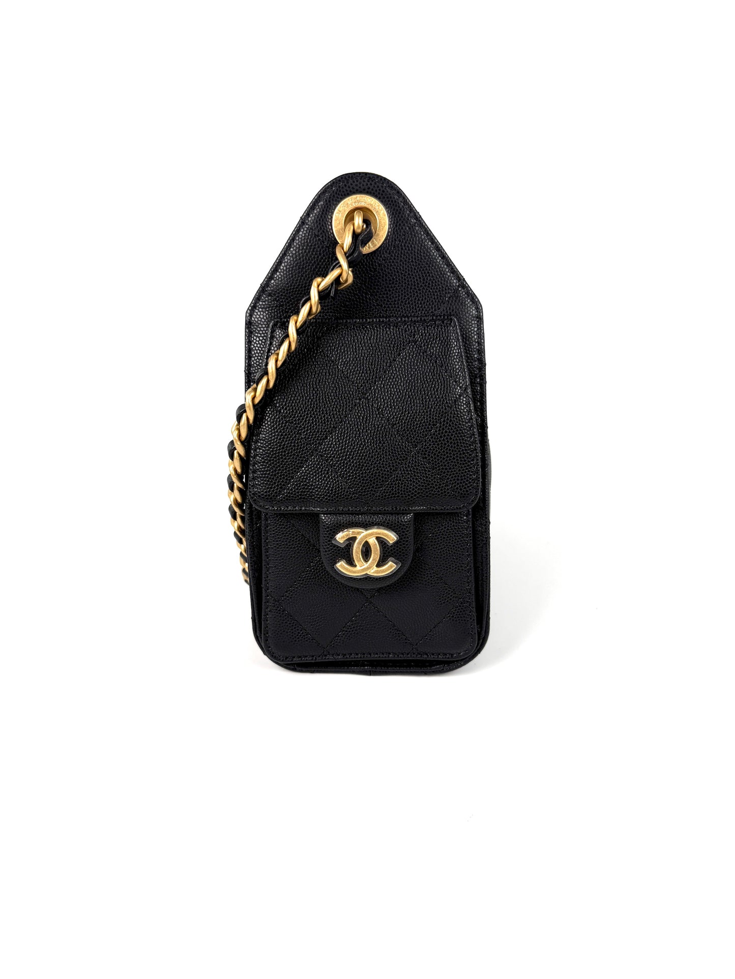 CHANEL 25 Mini Black Quilted Caviar Leather Shoulder Bag