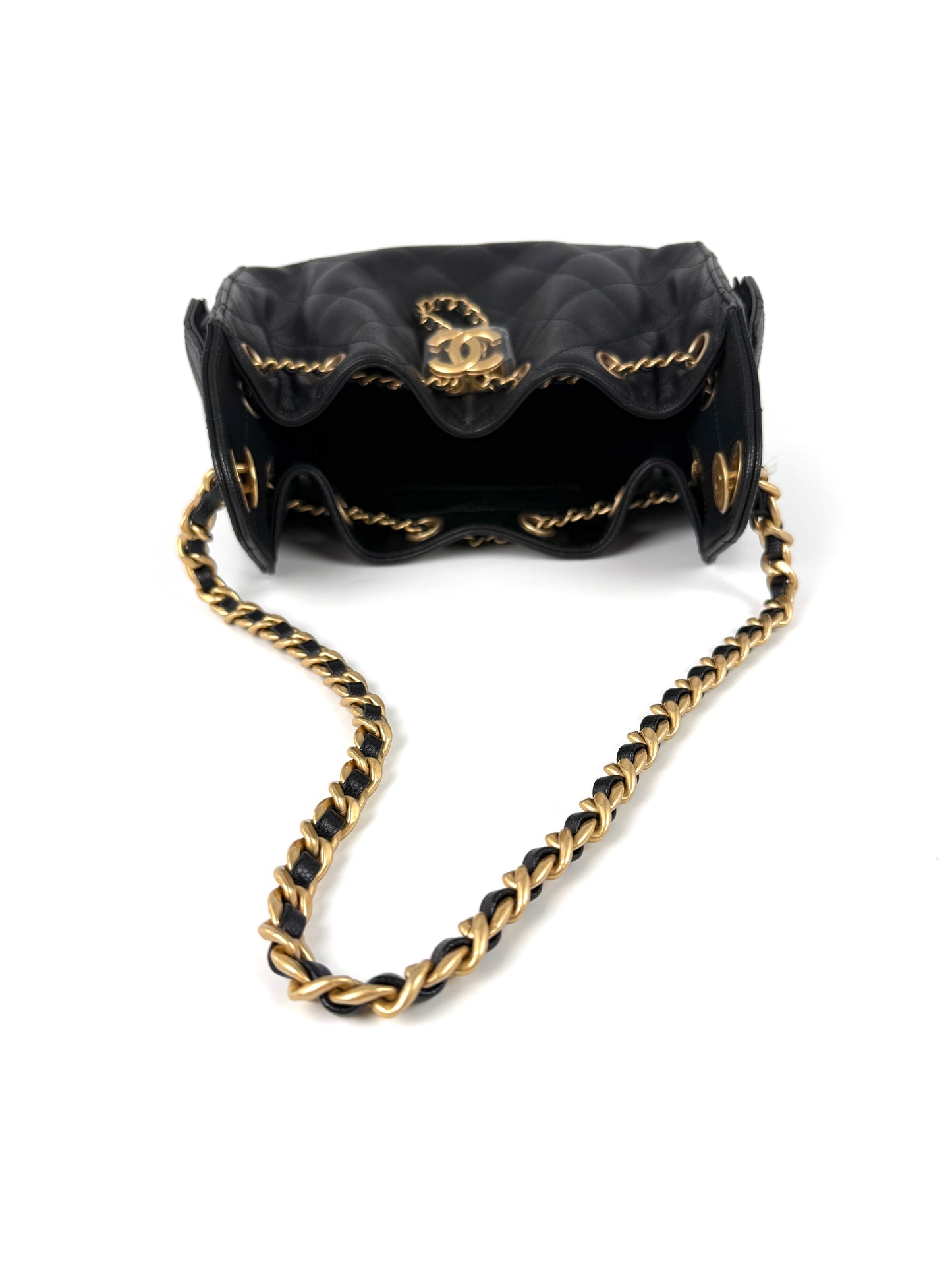 CHANEL 25 Mini Black Quilted Caviar Leather Shoulder Bag