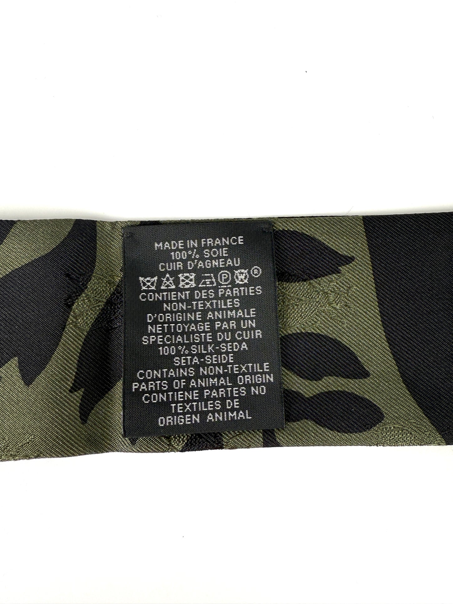 New HERMES Silk Calfskin Leather Rouge H Bouquet Final Abeille Fringed Twilly Scarf