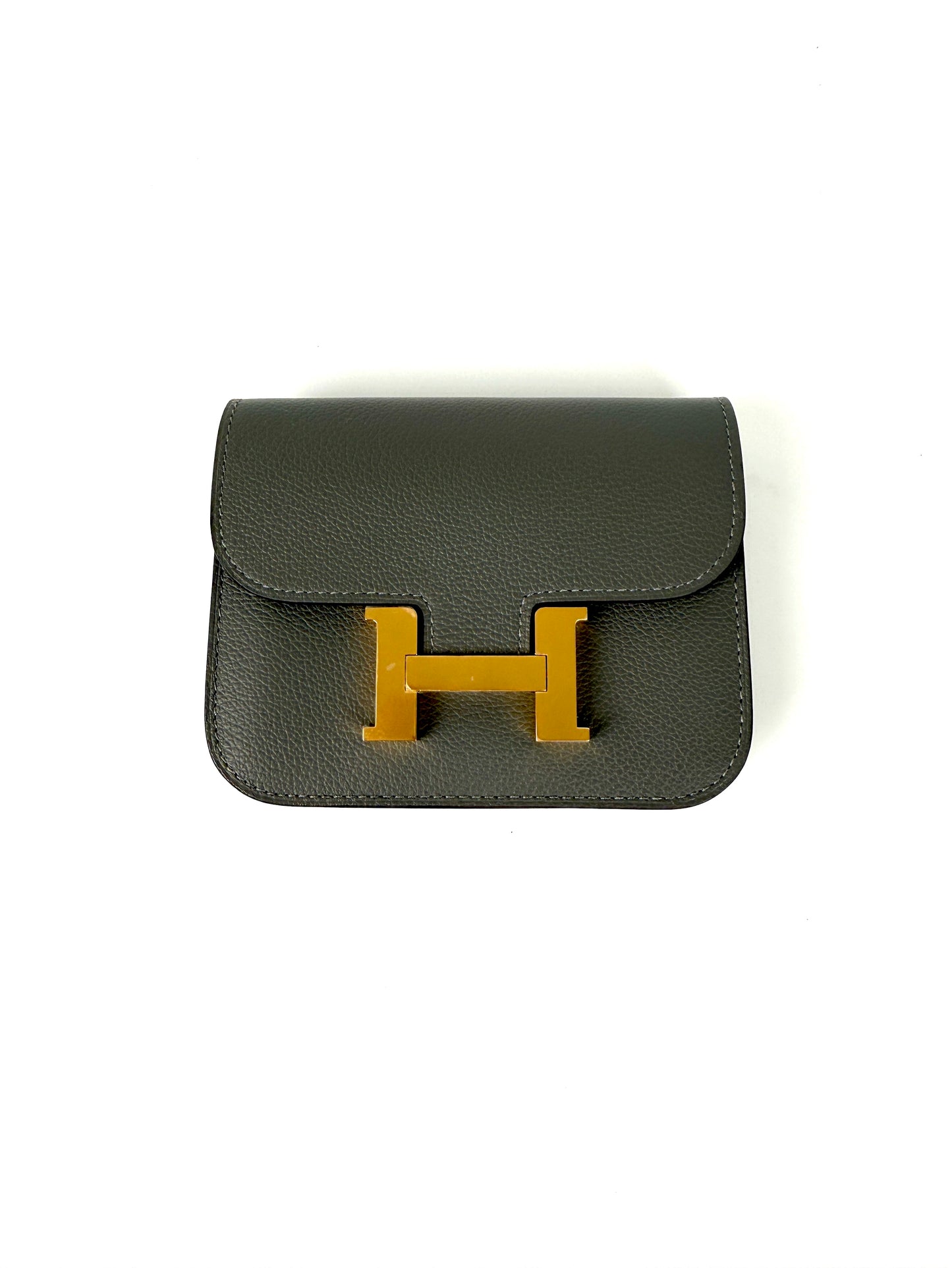 New HERMES Constance Slim Compact Gris Meyer Wallet Belt Bag