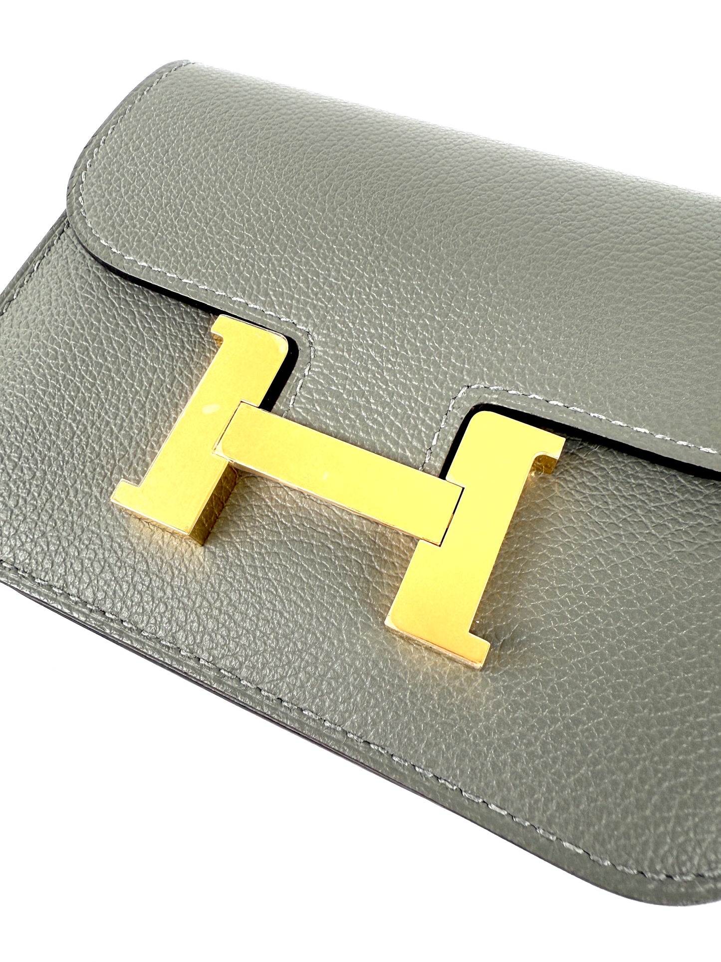 New HERMES Constance Slim Compact Gris Meyer Wallet Belt Bag