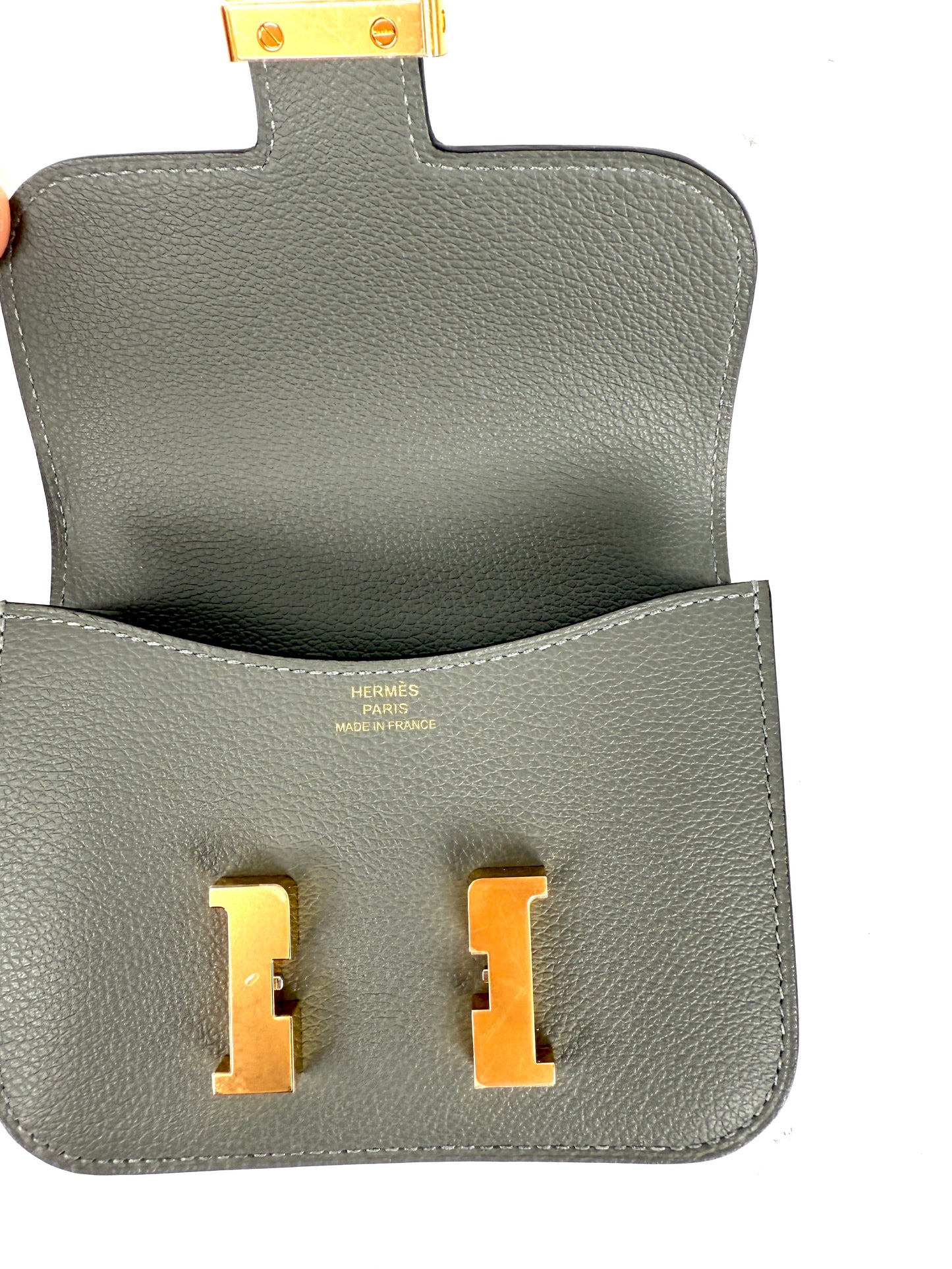 New HERMES Constance Slim Compact Gris Meyer Wallet Belt Bag