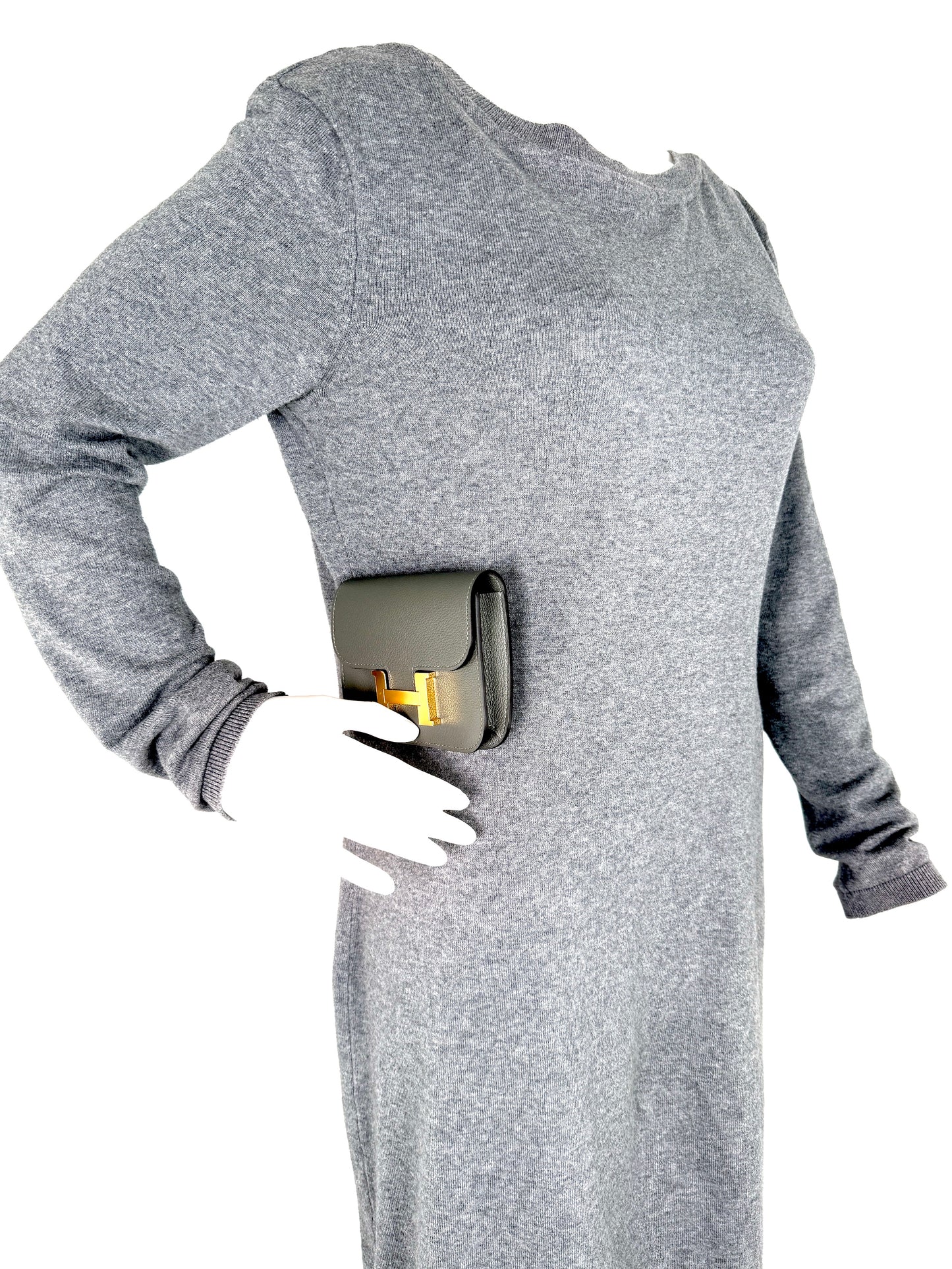 New HERMES Constance Slim Compact Gris Meyer Wallet Belt Bag