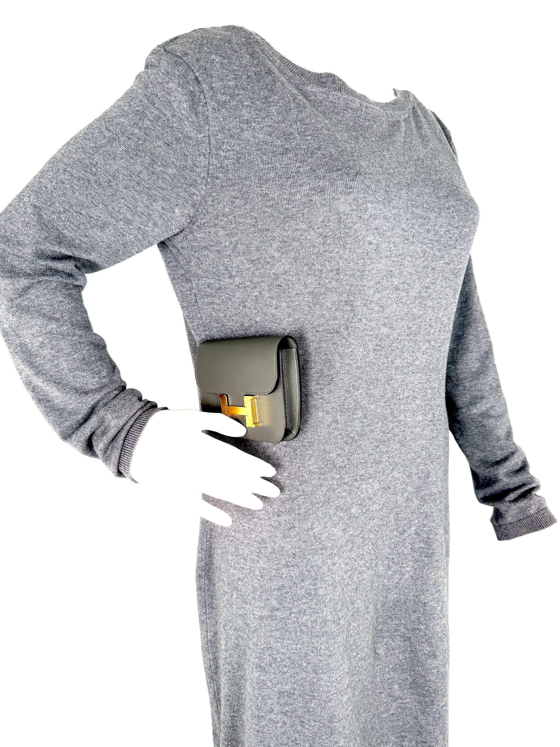 New HERMES Constance Slim Compact Gris Meyer Wallet Belt Bag