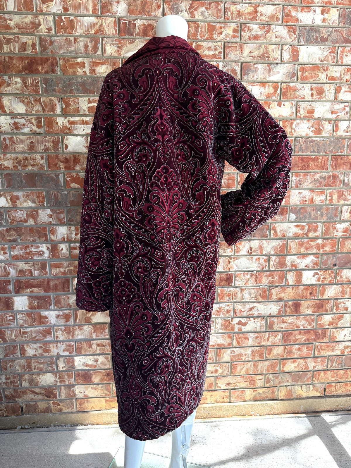 Dolce & Gabbana Vintage Embroidered Burgundy Red Duster Coat Robe 42