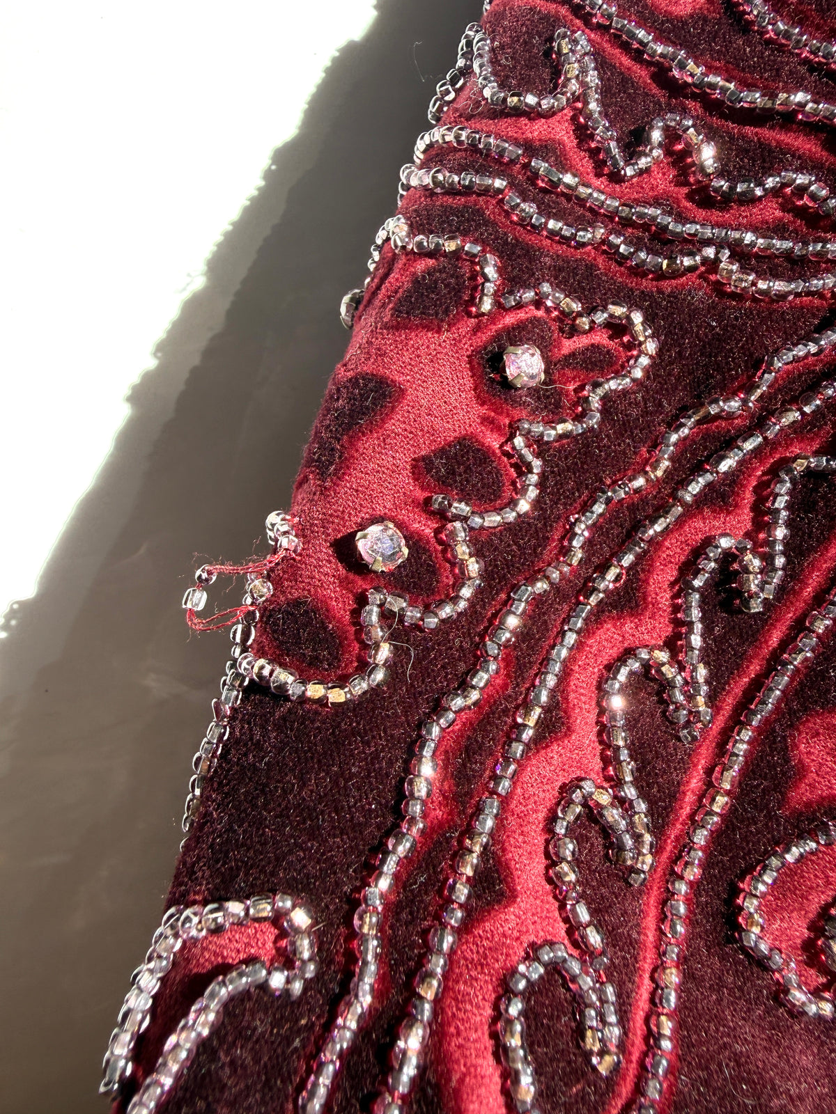 Dolce & Gabbana Vintage Embroidered Burgundy Red Duster Coat Robe 42