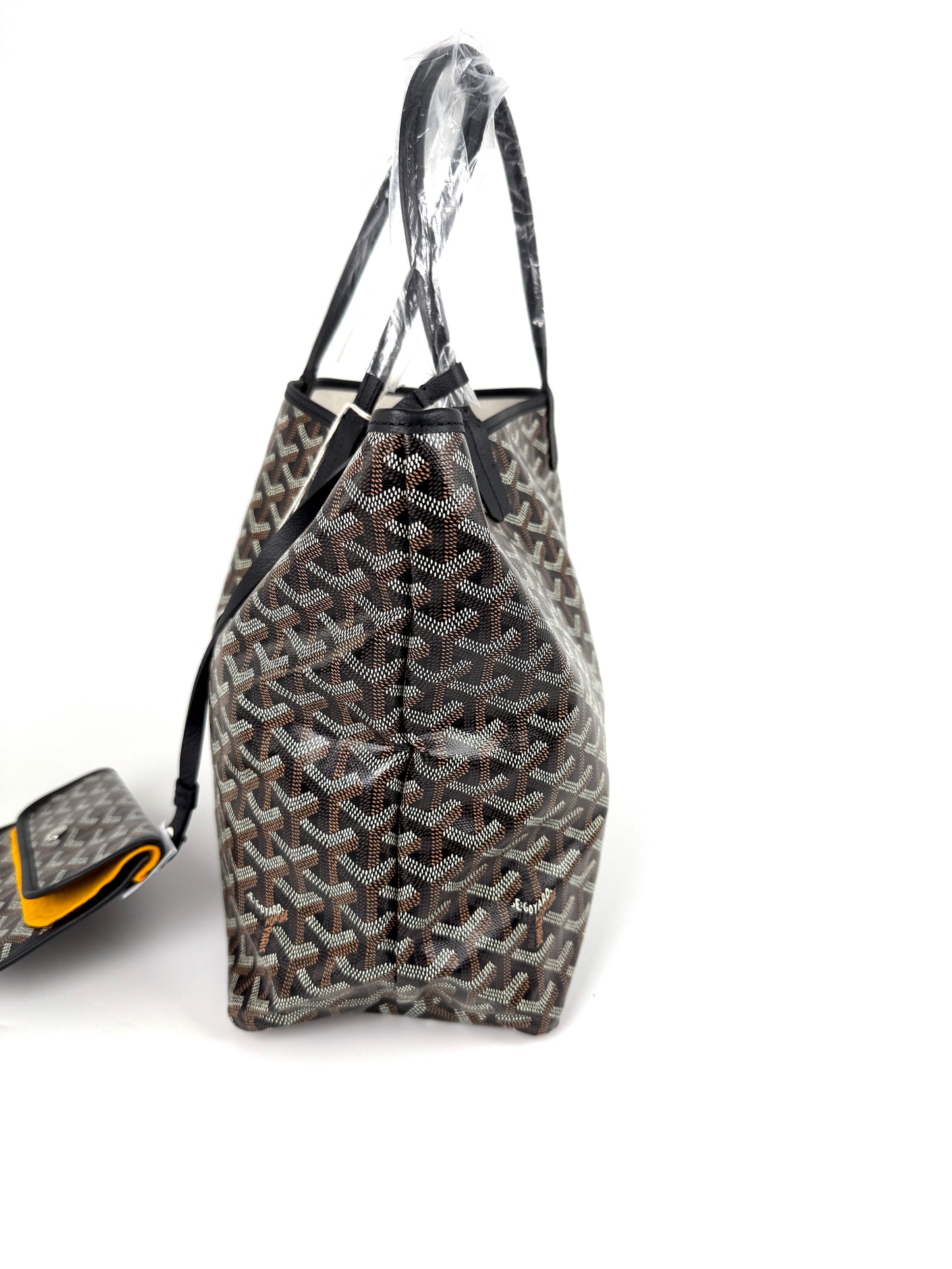 New GOYARD Goyardine Saint Louis PM Black Tote Bag with Pouch