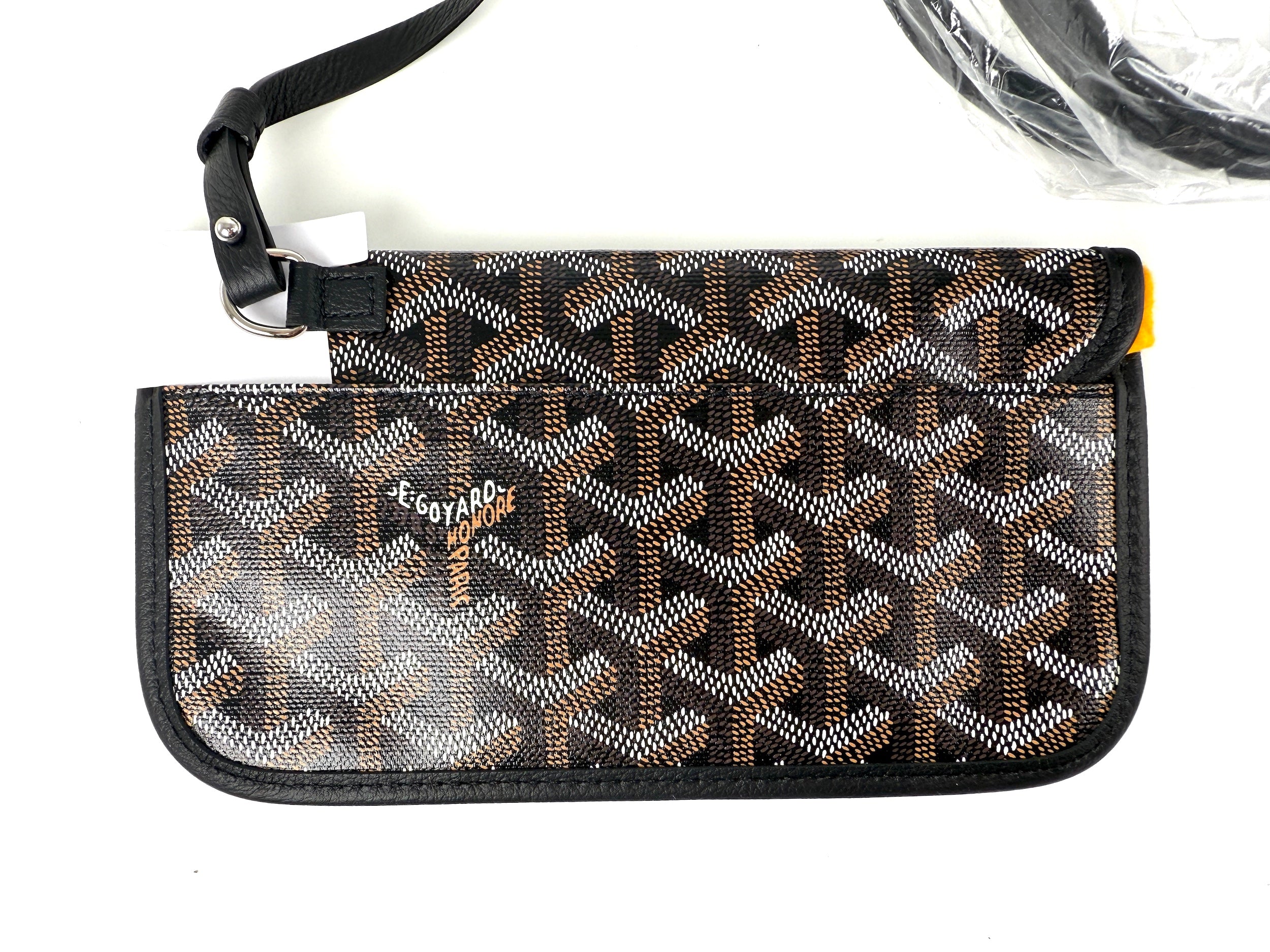 New GOYARD Goyardine Saint Louis PM Black Tote Bag with Pouch