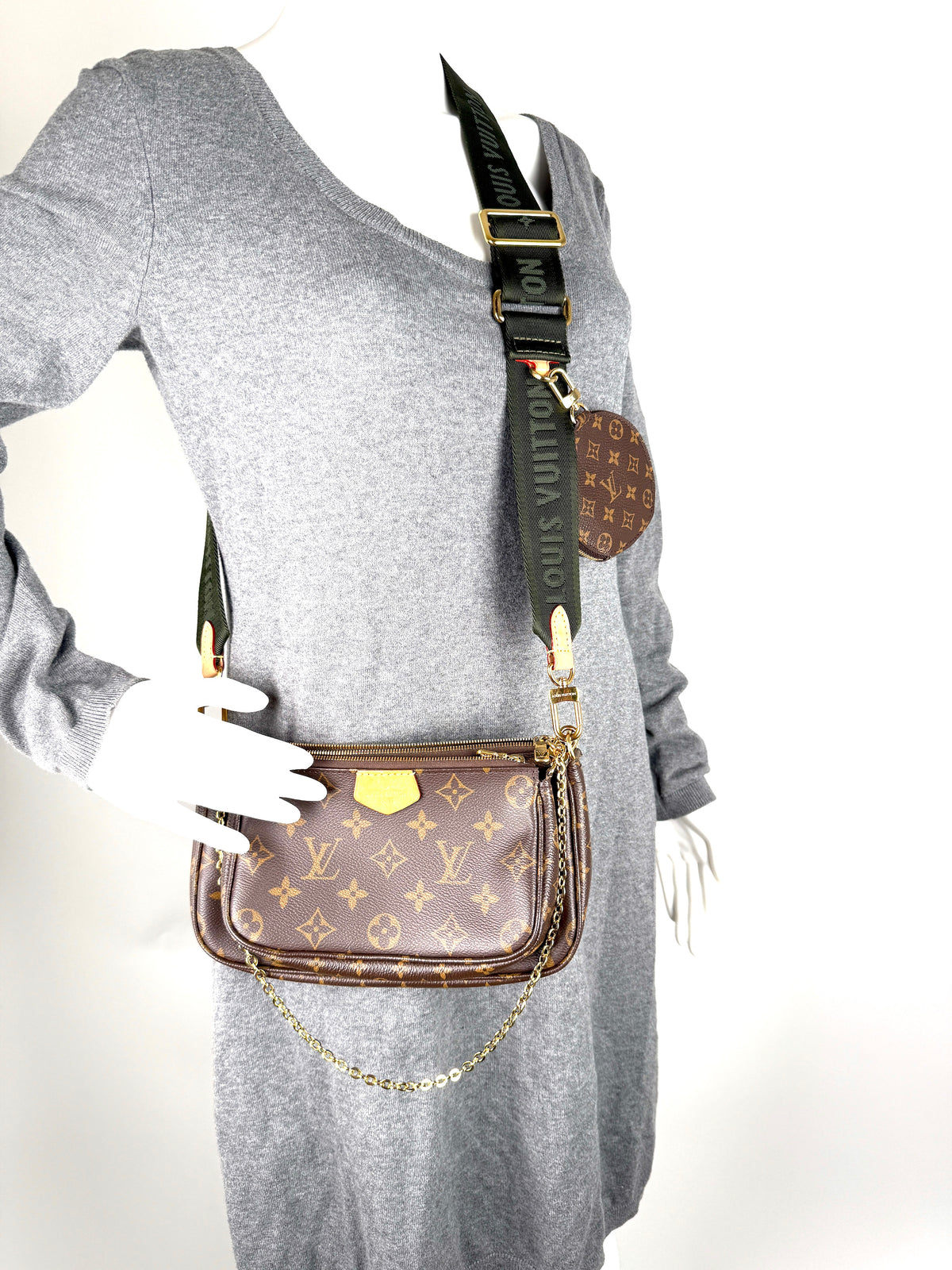 Louis Vuitton Multi Pochette Accessoires Monogram Brown Khaki Crossbody Bag