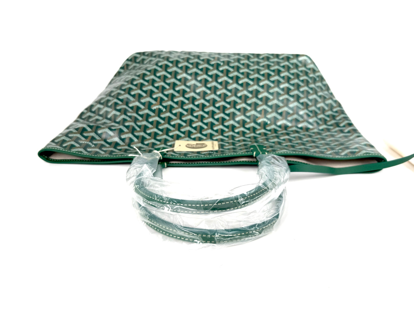 New GOYARD Goyardine Saint Louis PM Green Tote Bag with Pouch