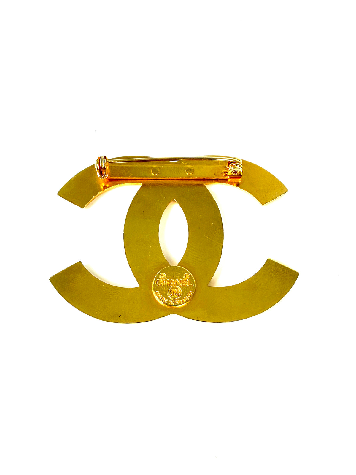 CHANEL CC Vintage Gold Plated 1971-1980 Logo Brooch Pin