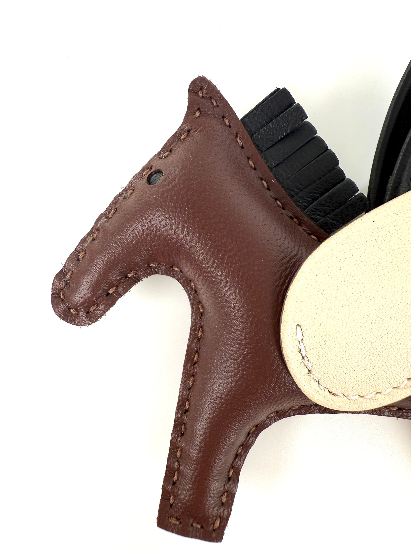 New Hermes Pegasus Rodeo Terre Noir Craie Milo Lambskin PM Bag Charm