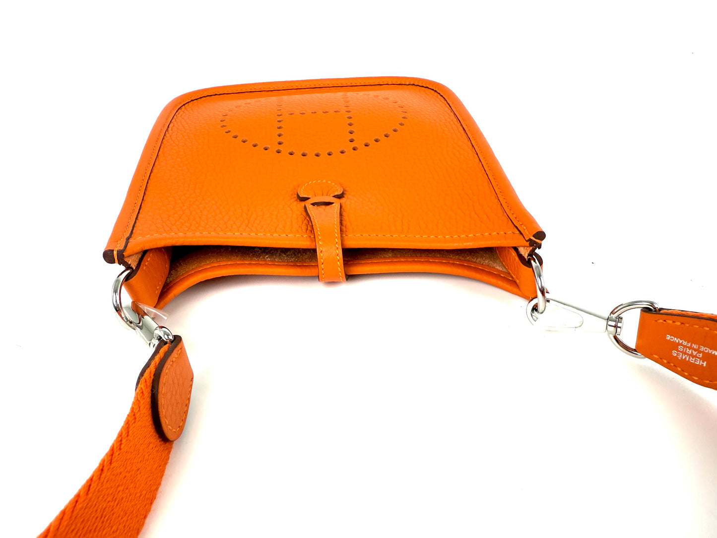 New HERMES Mini Evelyne TPM 16 Orange Leather 2025 Crossbody Bag
