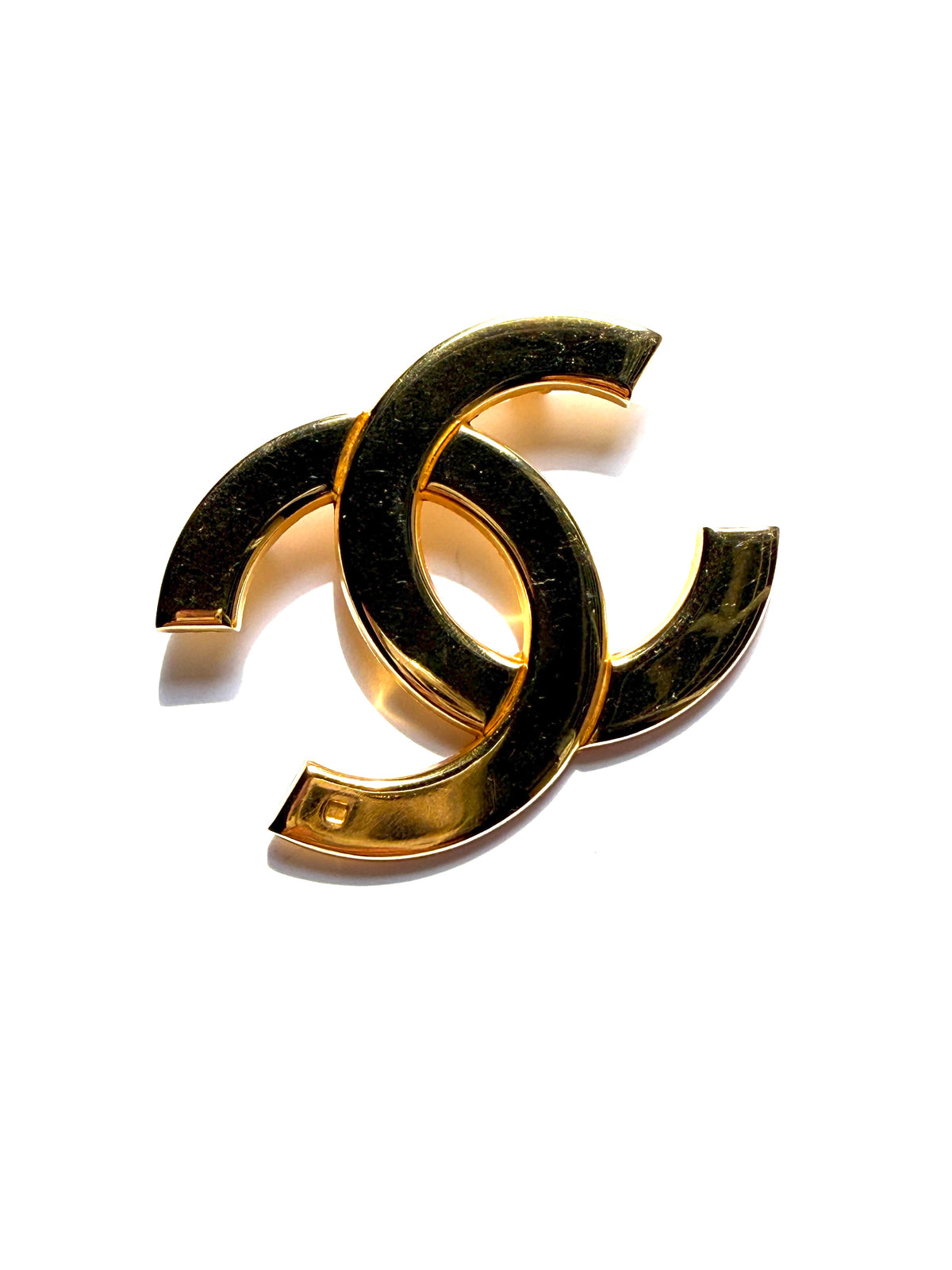 CHANEL CC Vintage Gold Plated 1971-1980 Logo Brooch Pin