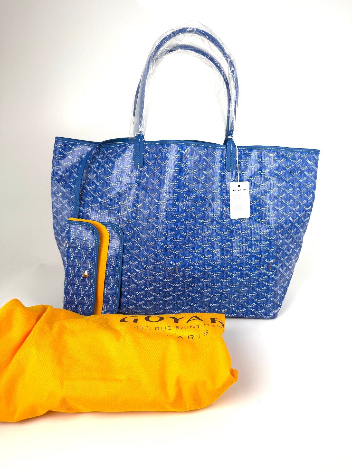 New GOYARD Goyardine Saint Louis GM Blue Tote Bag with Pouch