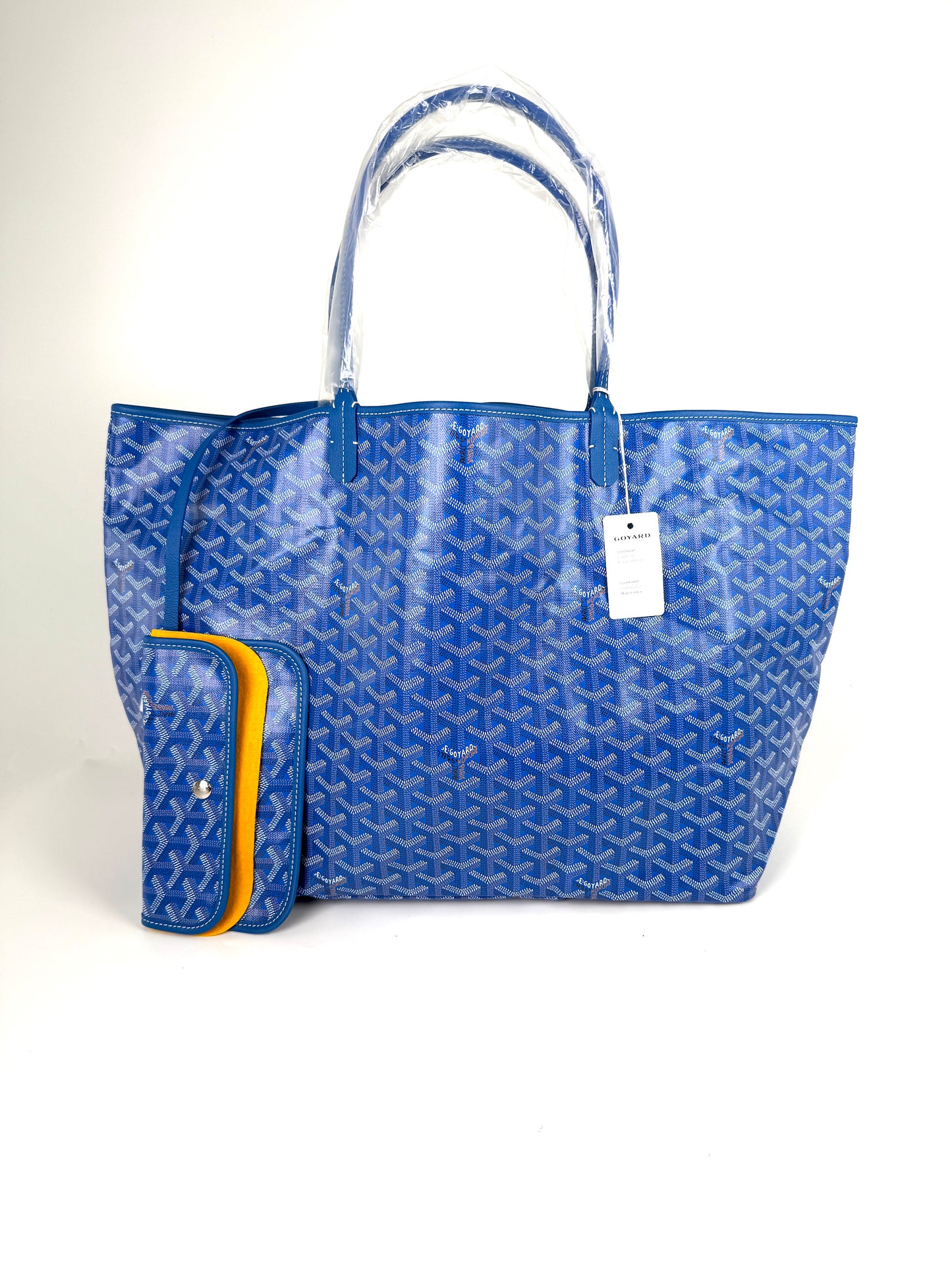 New GOYARD Goyardine Saint Louis GM Blue Tote Bag with Pouch