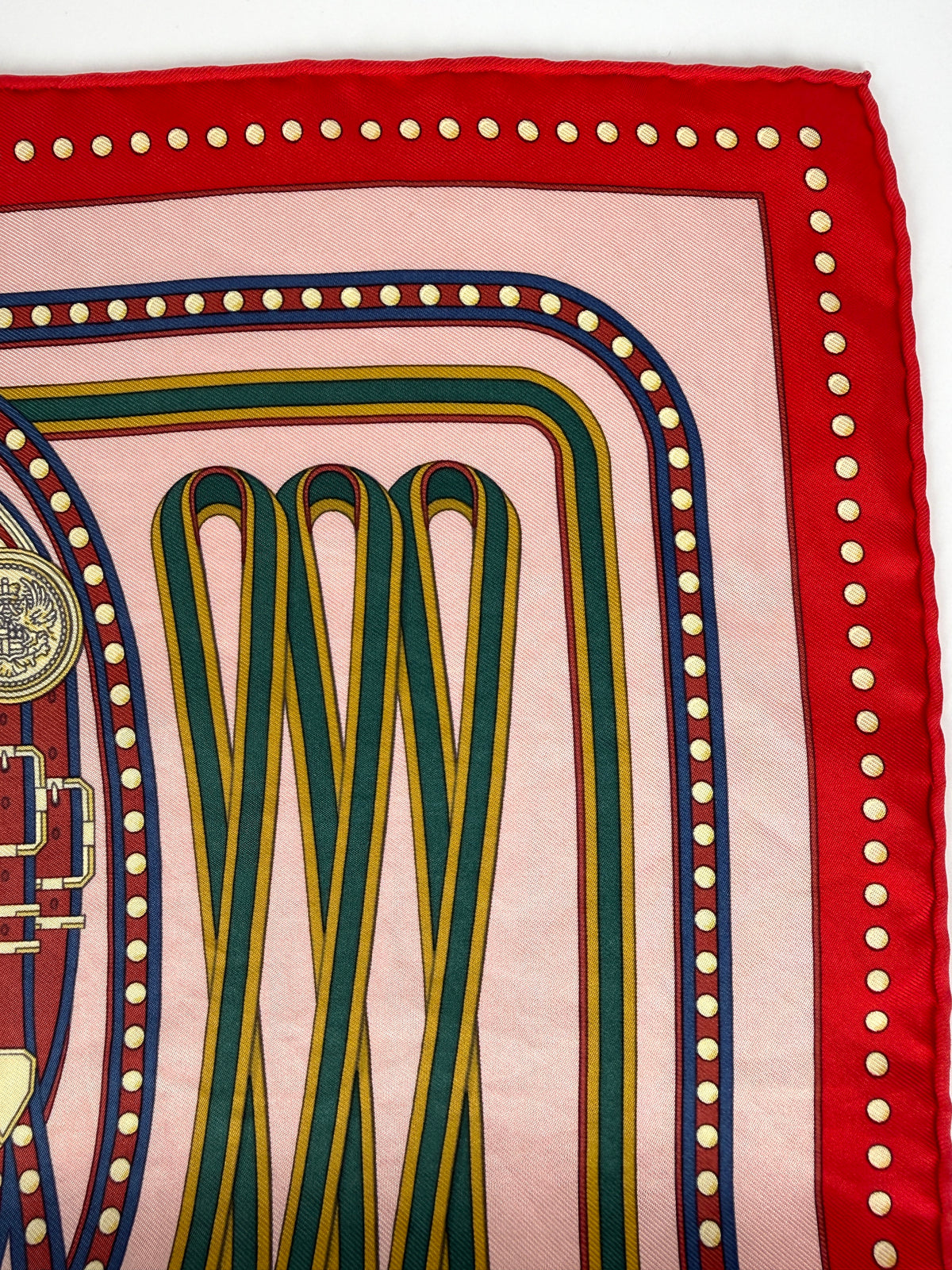 HERMES Grand Tralala Red Pink Green Silk Square Scarf 45