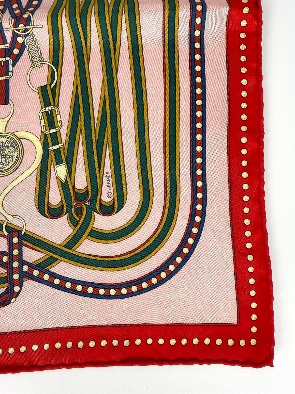 HERMES Grand Tralala Red Pink Green Silk Square Scarf 45