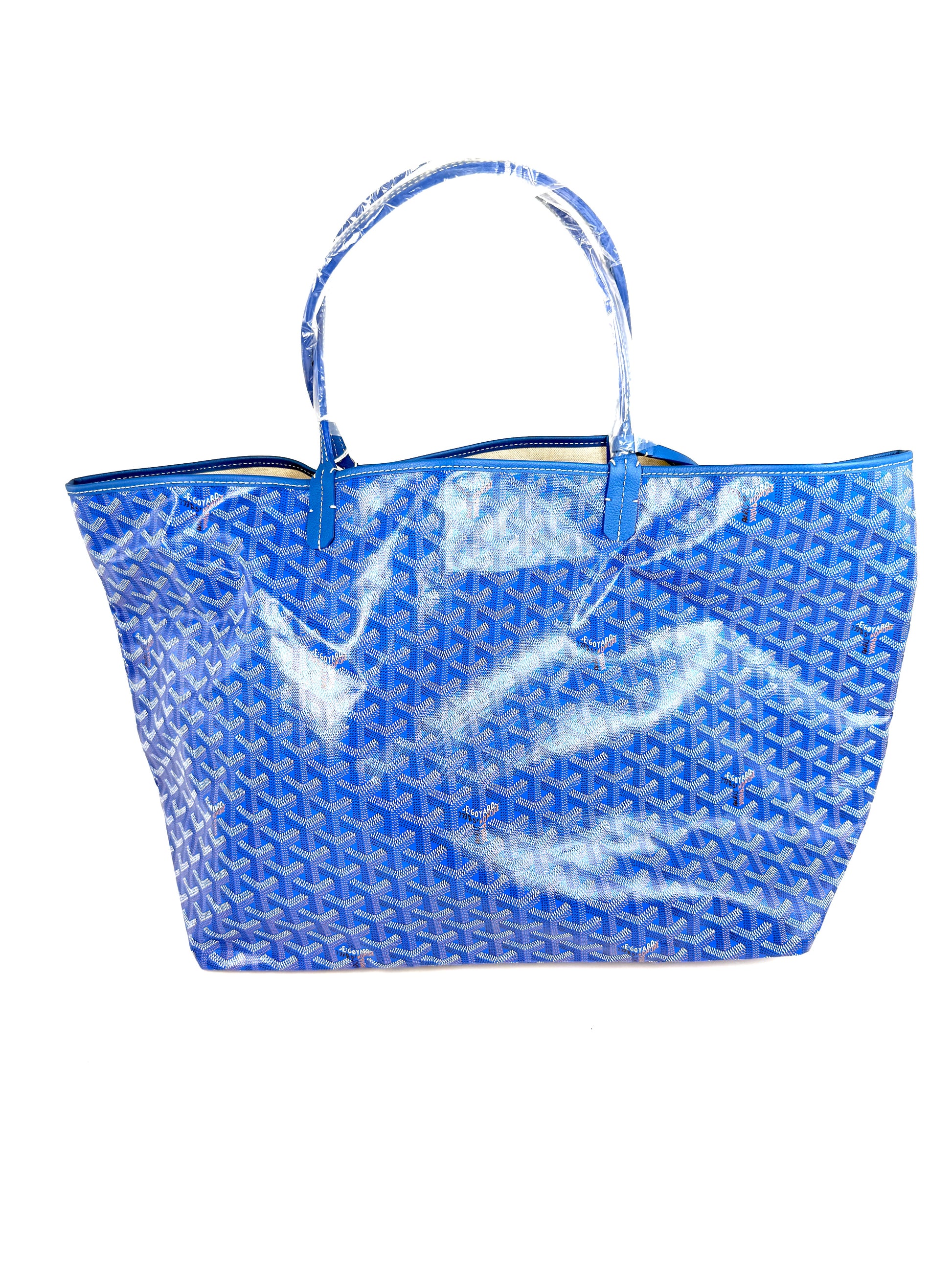 New GOYARD Goyardine Saint Louis GM Blue Tote Bag with Pouch