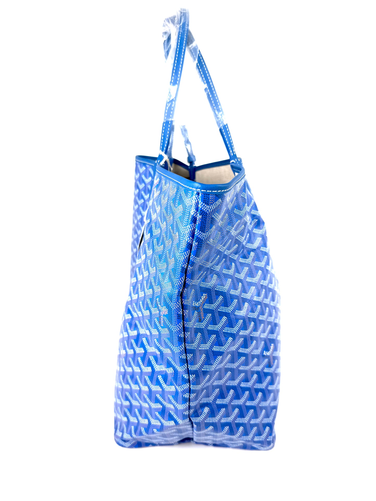 New GOYARD Goyardine Saint Louis GM Blue Tote Bag with Pouch