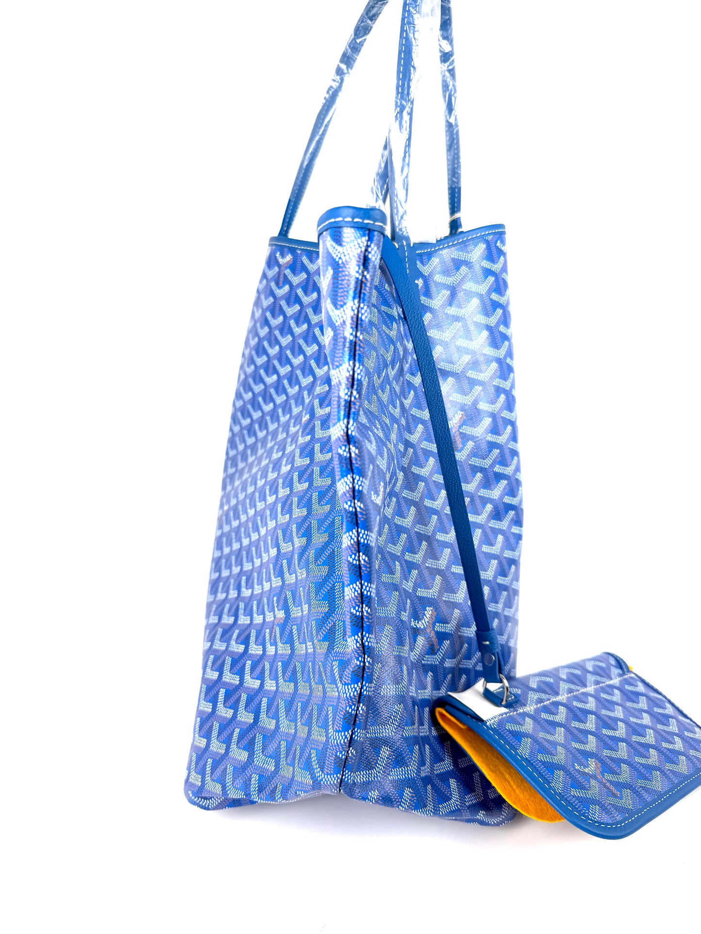 New GOYARD Goyardine Saint Louis GM Blue Tote Bag with Pouch