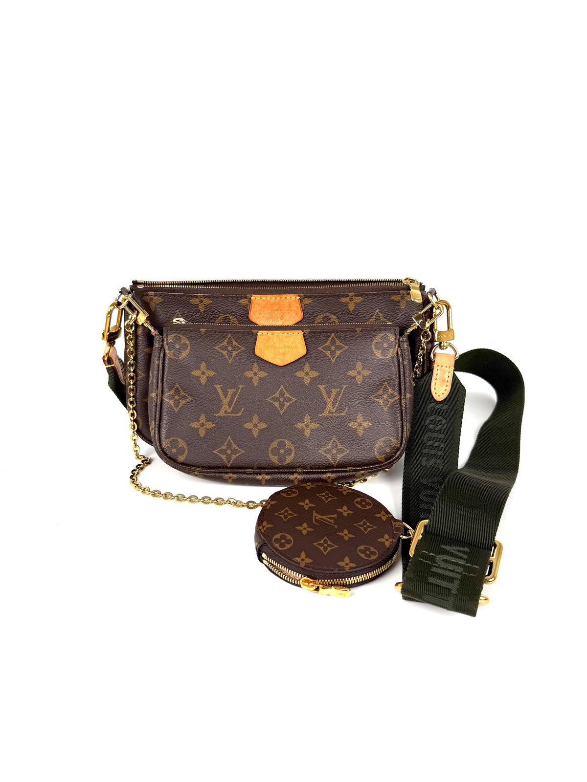 Louis Vuitton Multi Pochette Accessoires Monogram Brown Khaki Crossbody Bag
