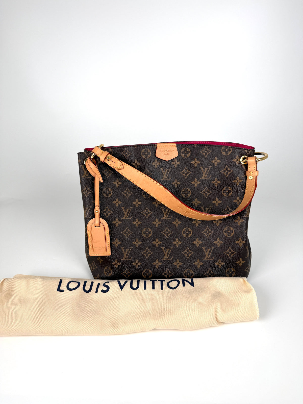 Louis Vuitton Graceful PM Hobo Monogram Brown Pink Canvas Shoulder Hobo Bag