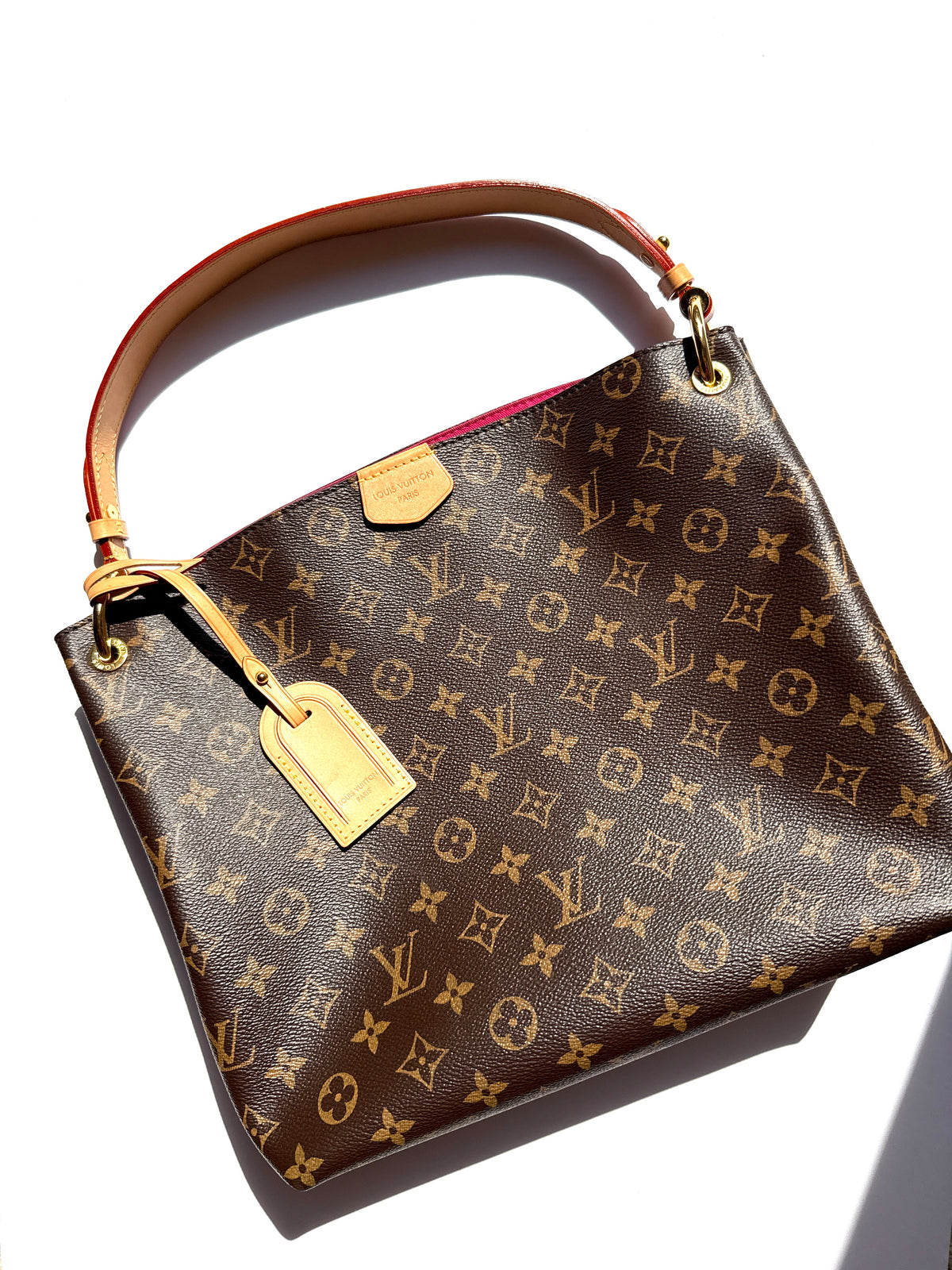 Louis Vuitton Graceful PM Hobo Monogram Brown Pink Canvas Shoulder Hobo Bag