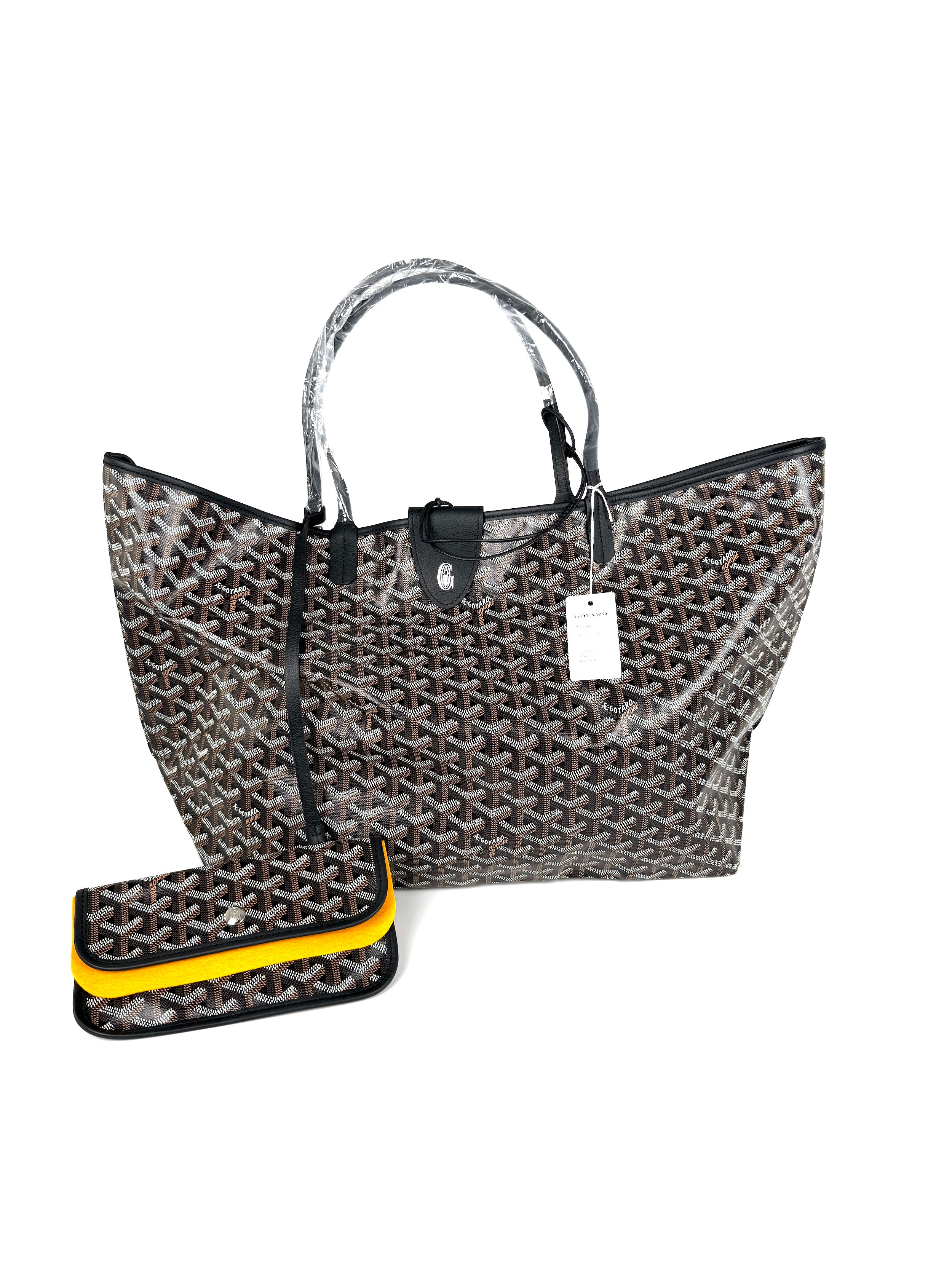 GOYARD Goyardine Saint Louis GM Black Tote Bag with Pouch New