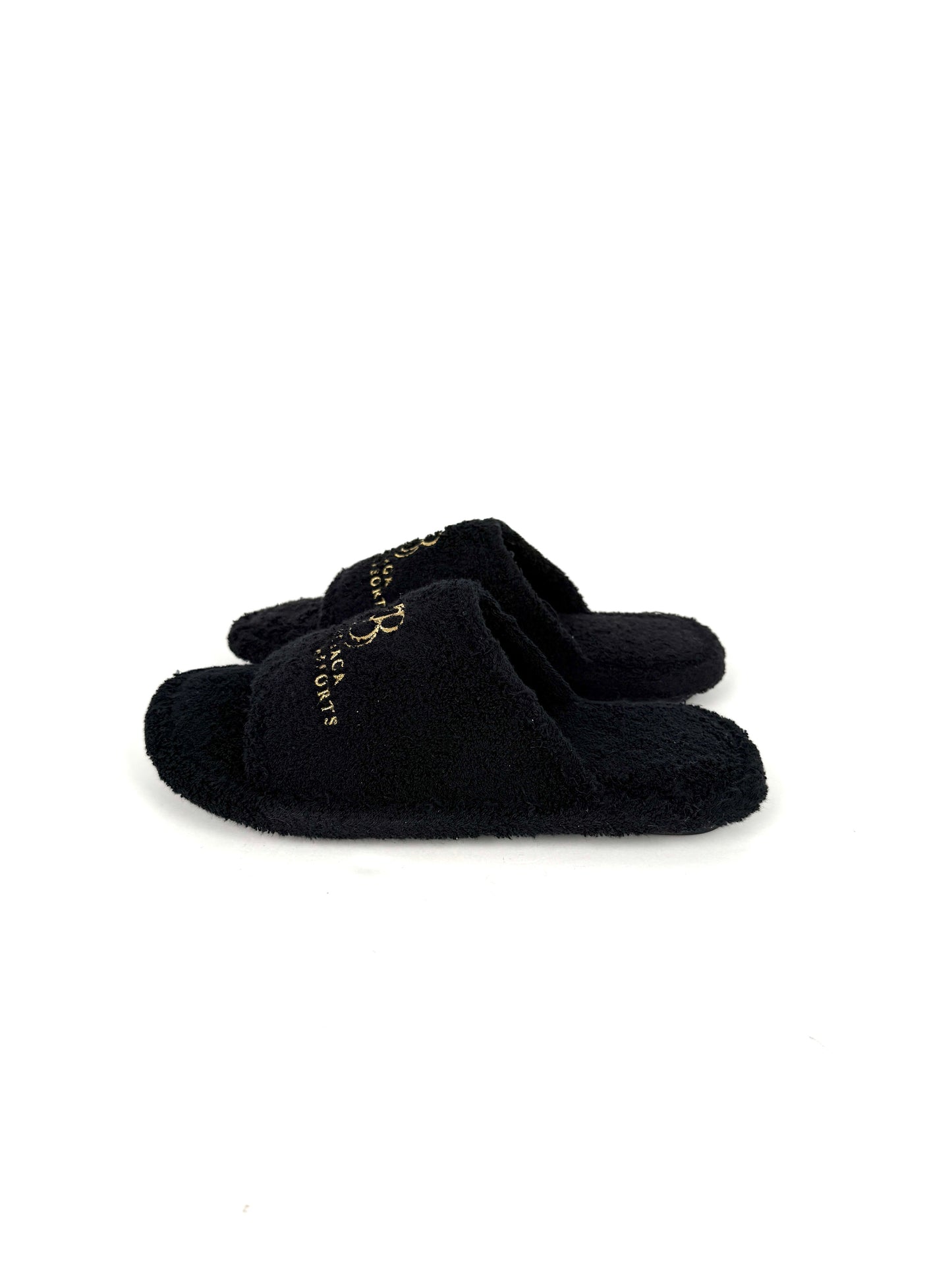 BALENCIAGA Hotels & Resorts Black Cotton Towel Slide Sandals 37 7