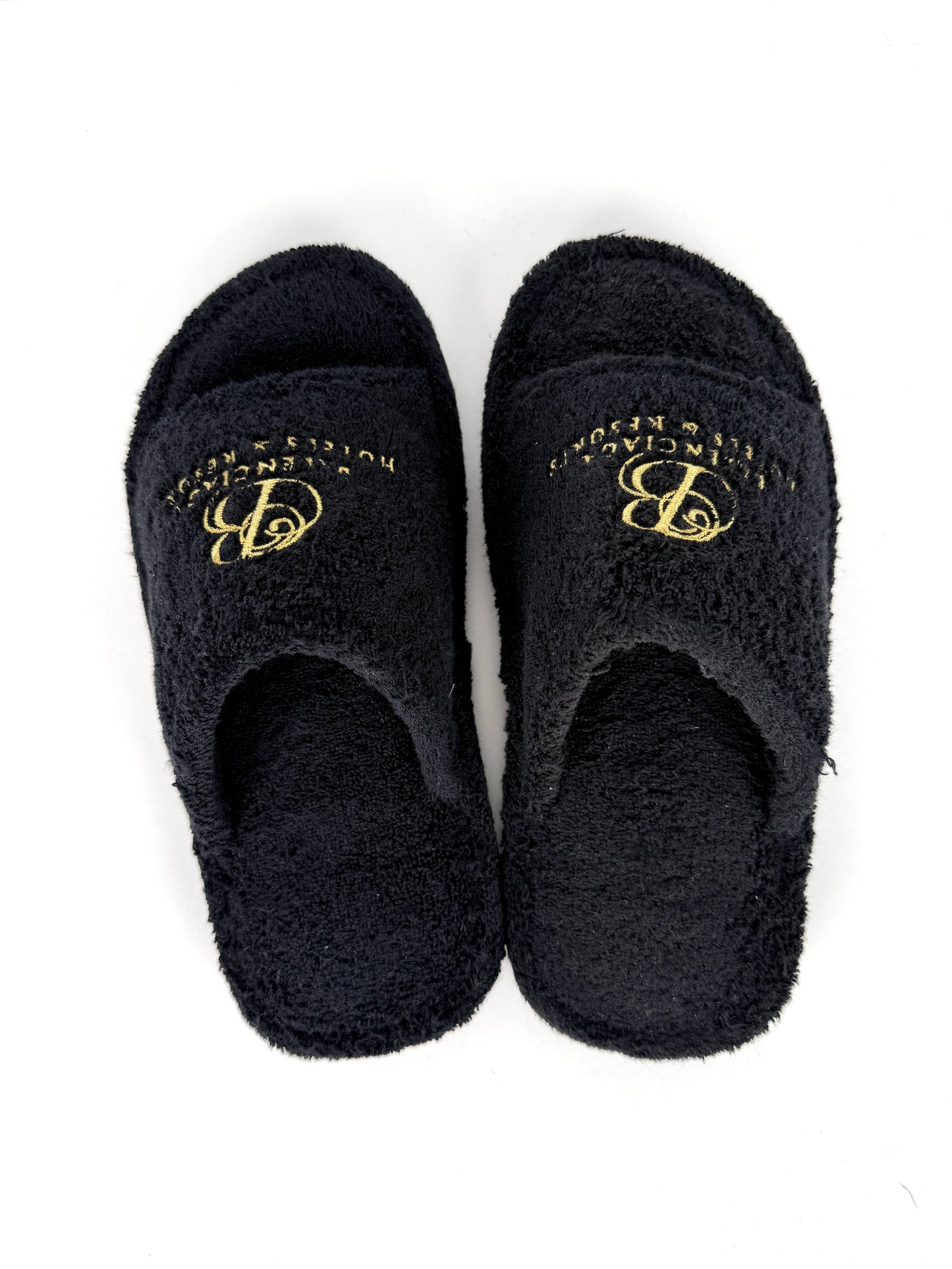 BALENCIAGA Hotels & Resorts Black Cotton Towel Slide Sandals 37 7