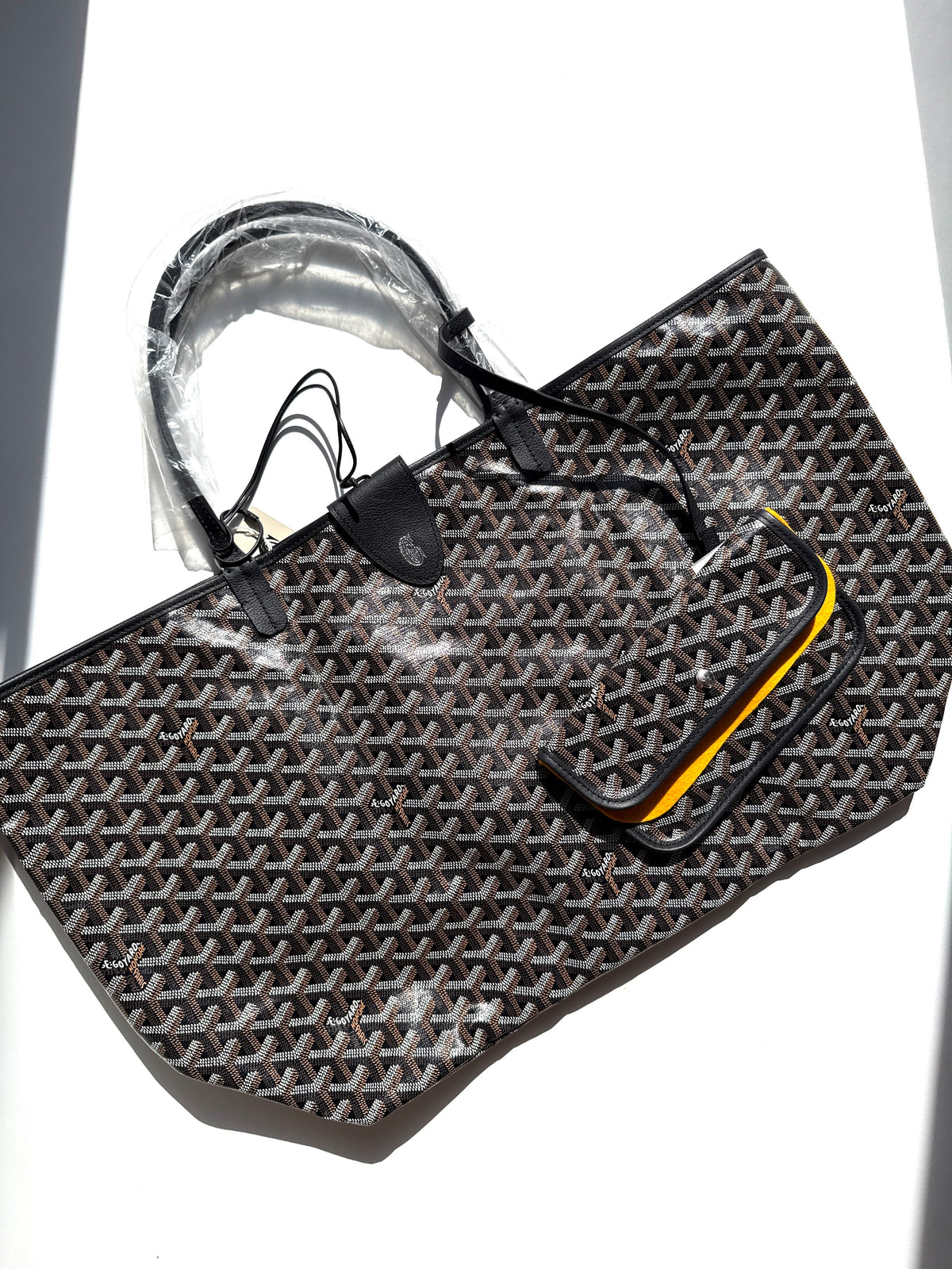 GOYARD Goyardine Saint Louis GM Black Tote Bag with Pouch New