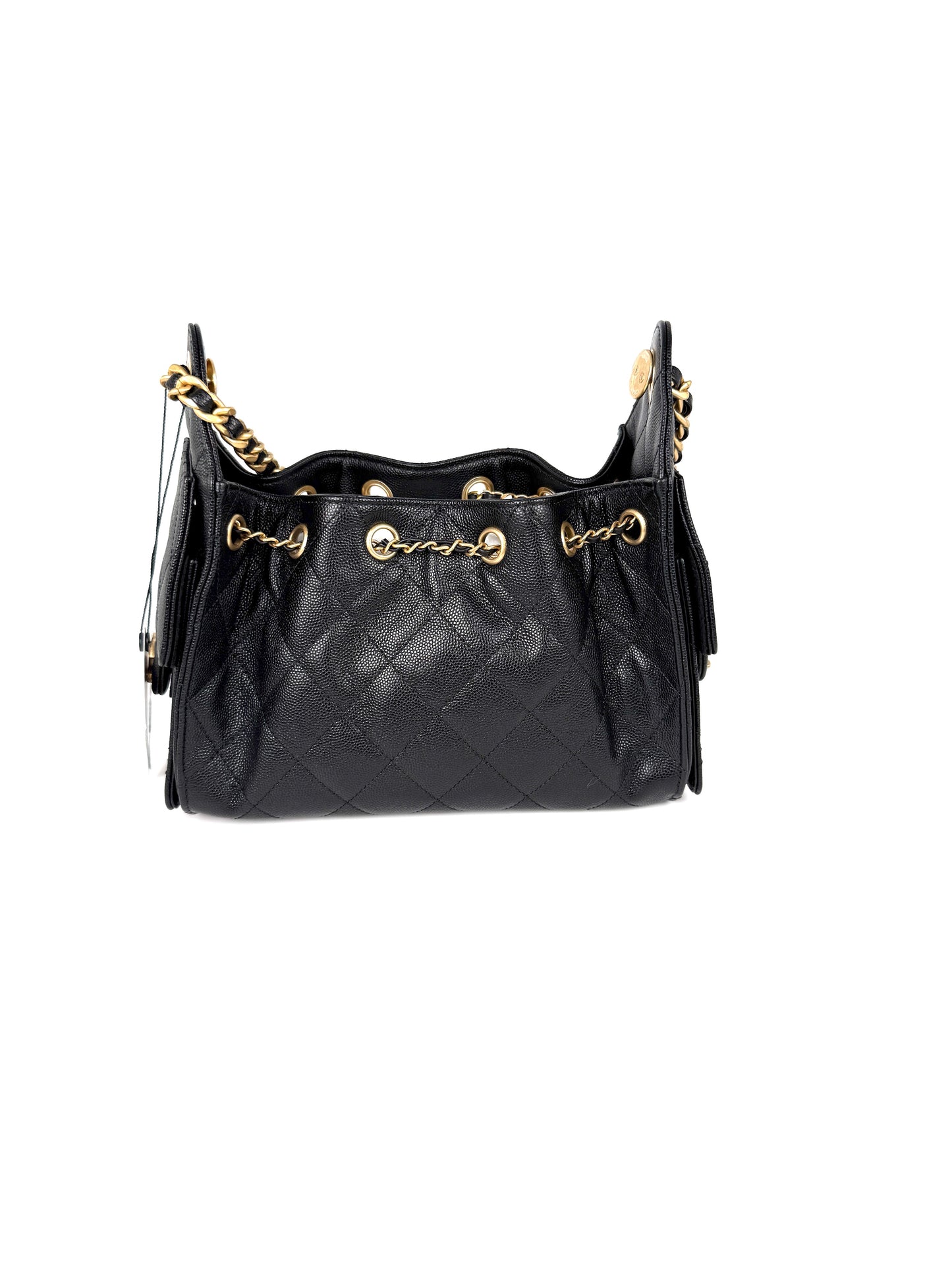 CHANEL 25 Mini Black Quilted Caviar Leather Shoulder Bag New with Tag