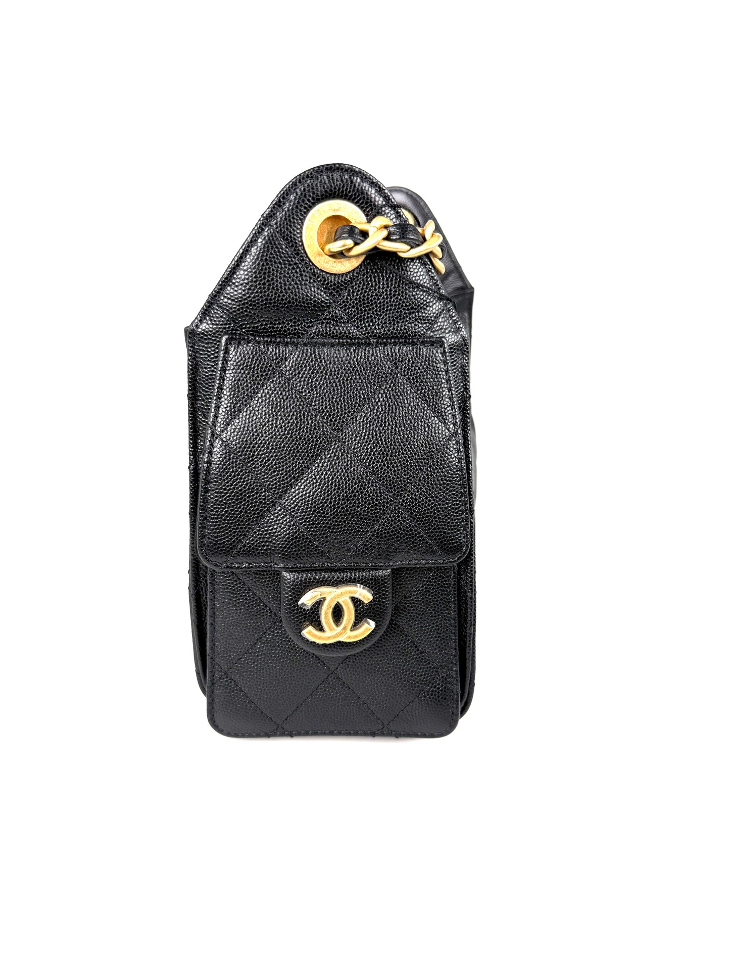 CHANEL 25 Mini Black Quilted Caviar Leather Shoulder Bag New with Tag