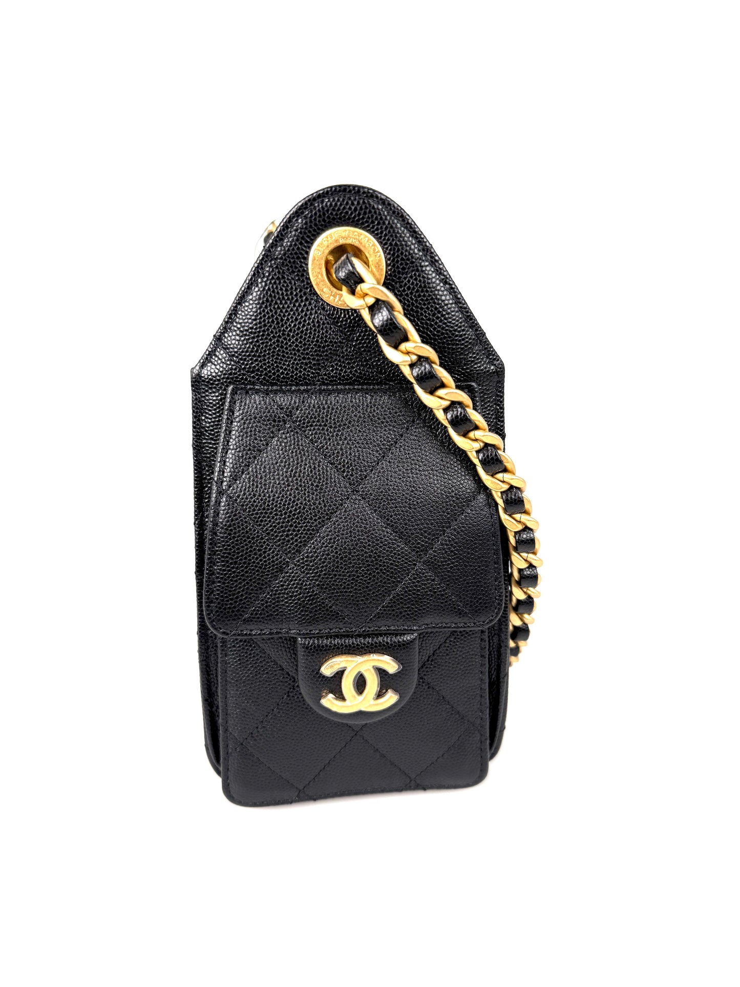 CHANEL 25 Mini Black Quilted Caviar Leather Shoulder Bag New with Tag