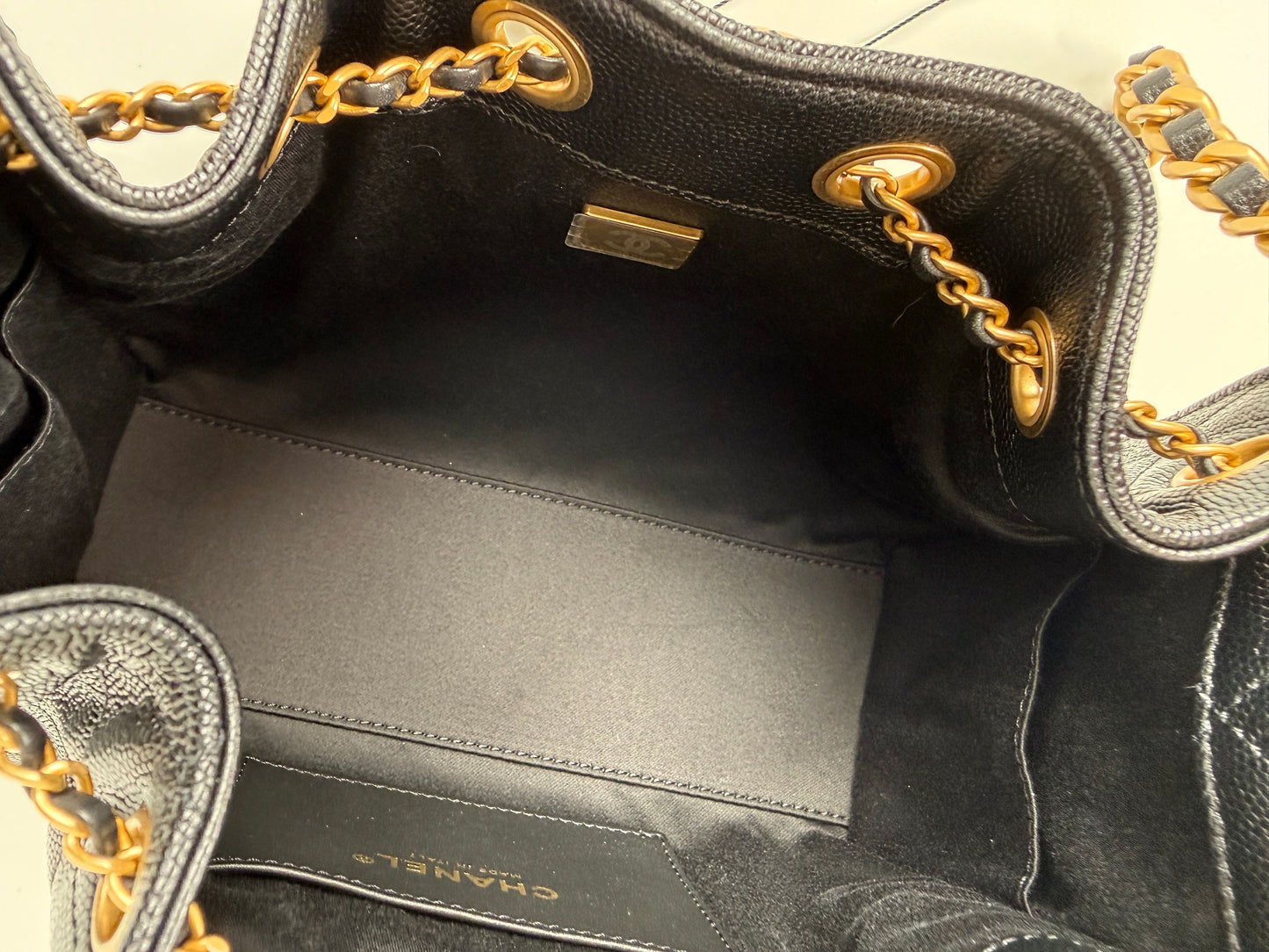 CHANEL 25 Mini Black Quilted Caviar Leather Shoulder Bag New with Tag