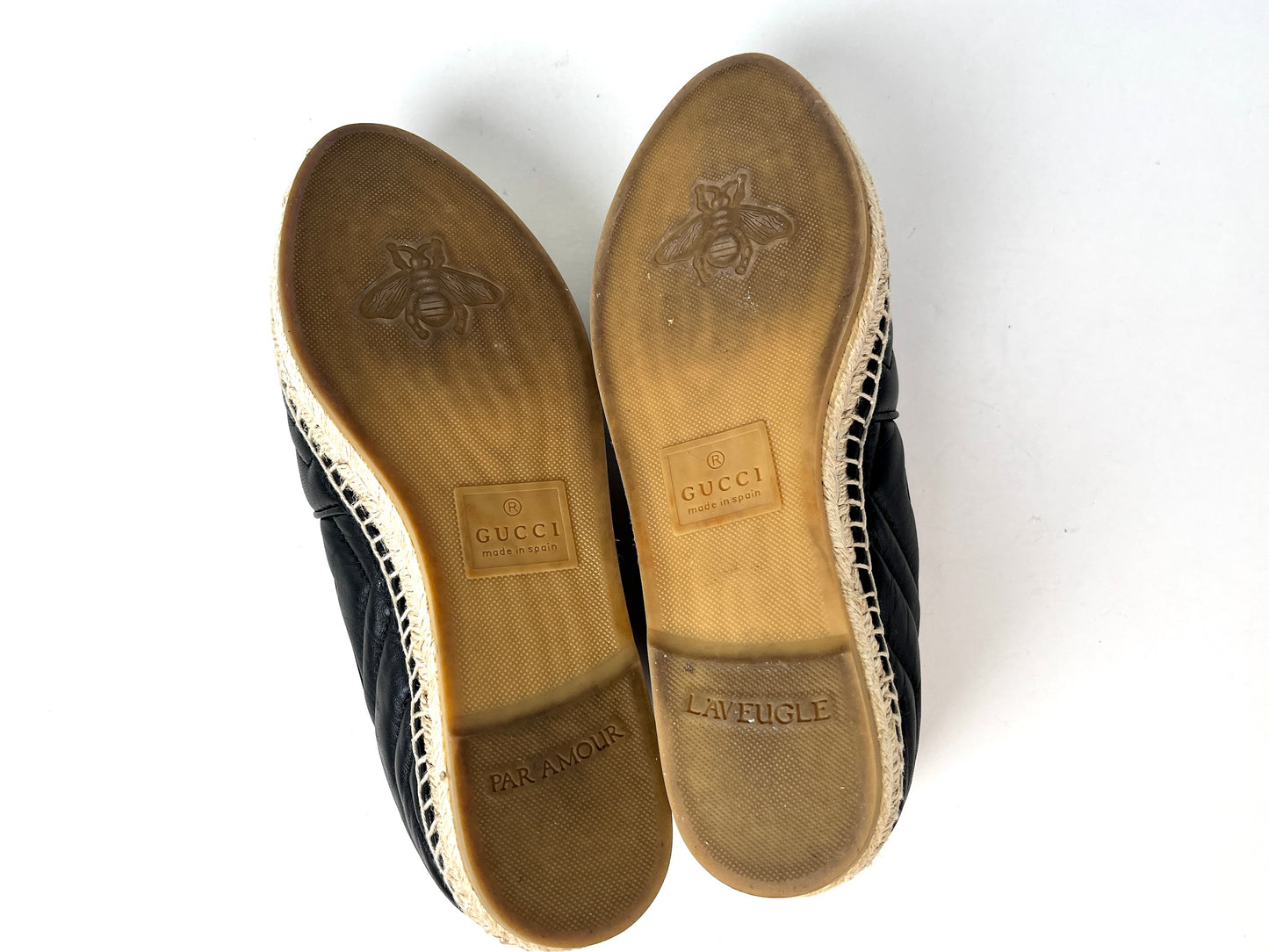 GUCCI Espadrille GG Logo Black Flats 37.5 7