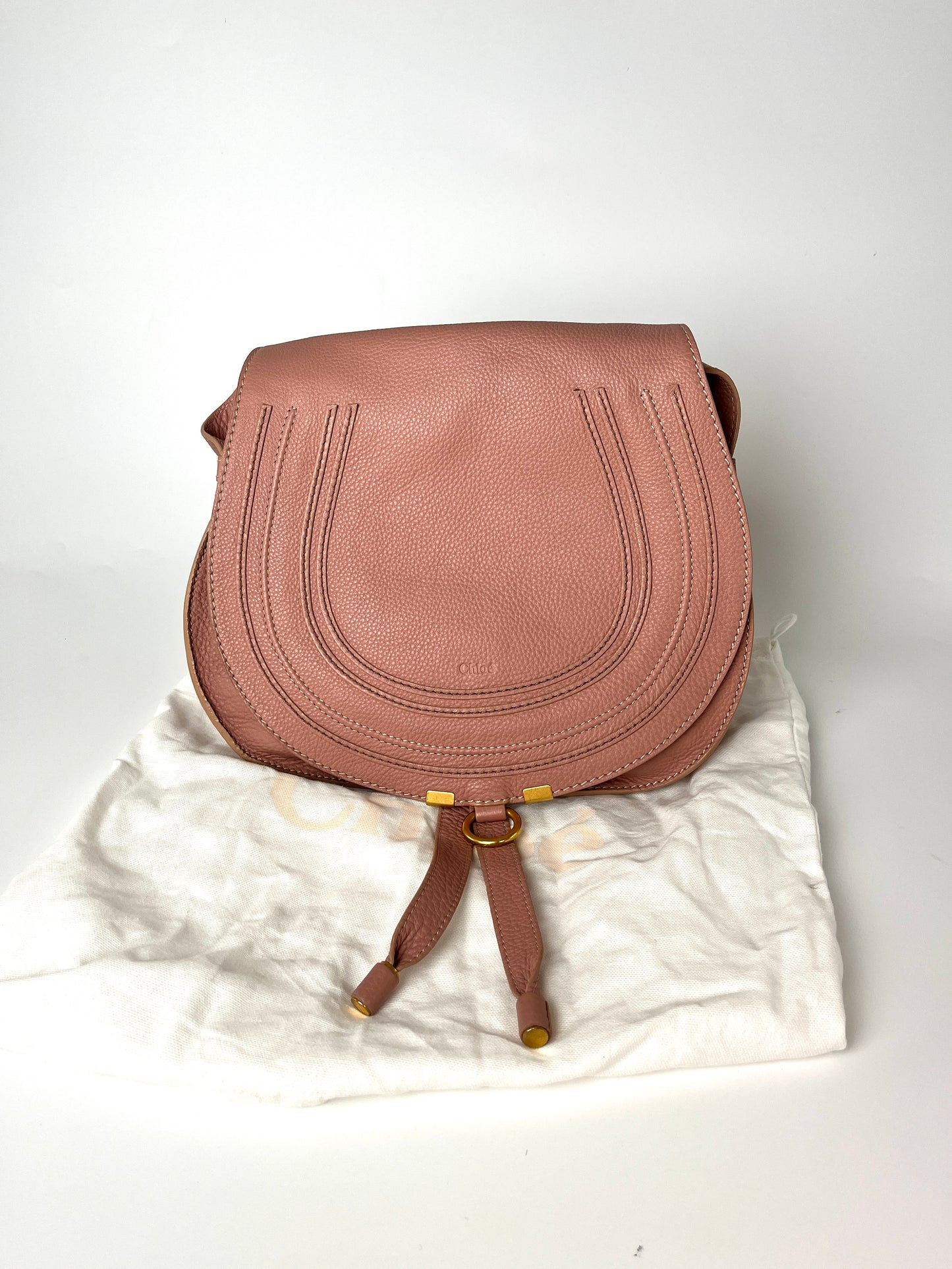 CHLOE Marcie Medium Blush Pink Saddle Crossbody Bag chloe second